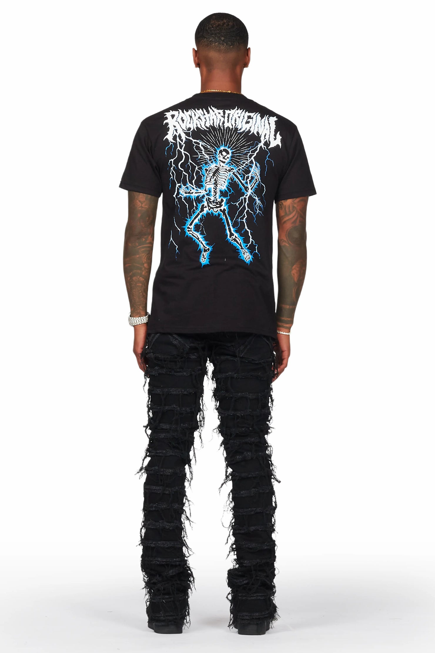 Garson Black Painter Stacked Flare Jean