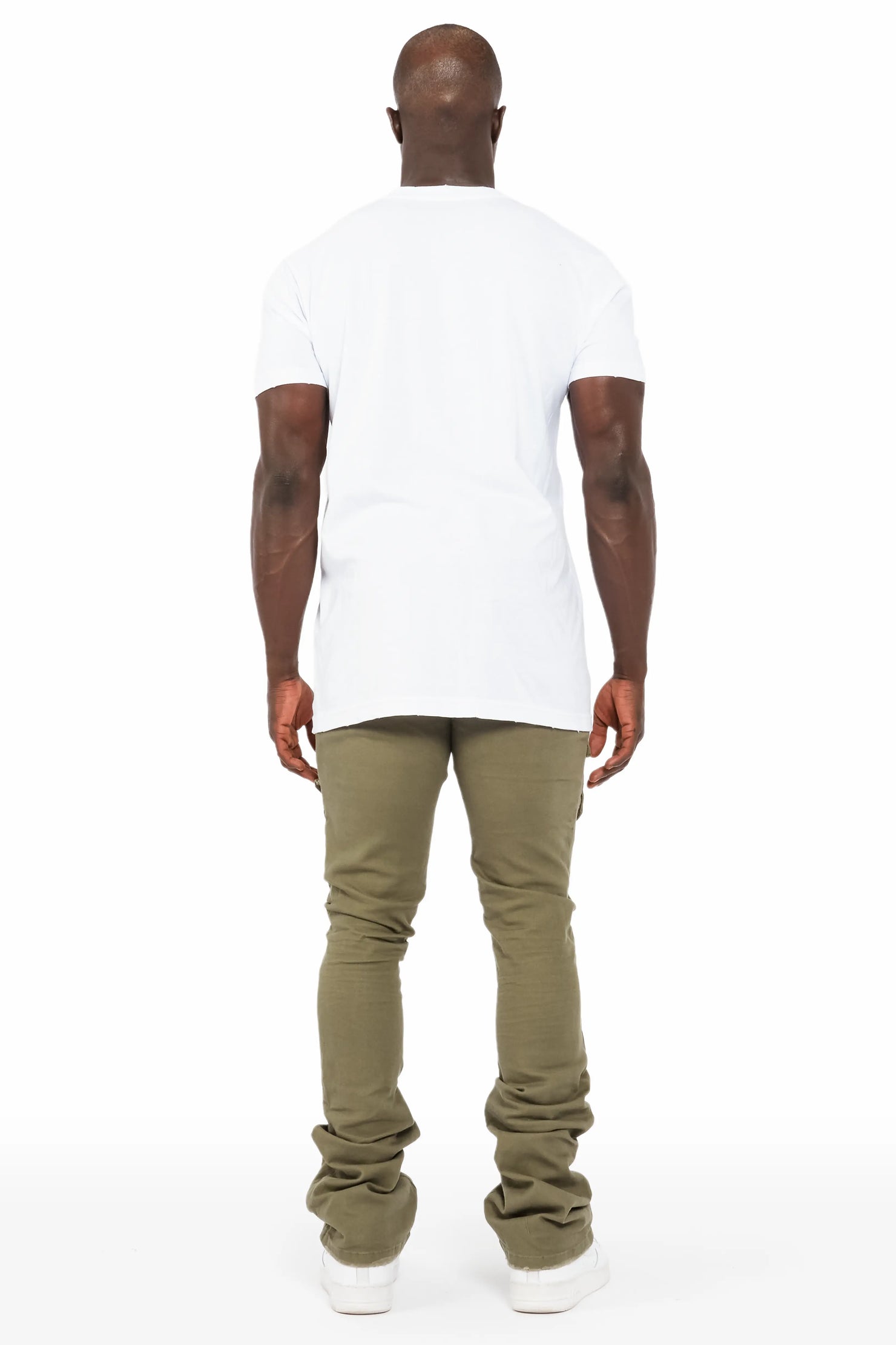 Vance Olive Stacked Flare Cargo Jean