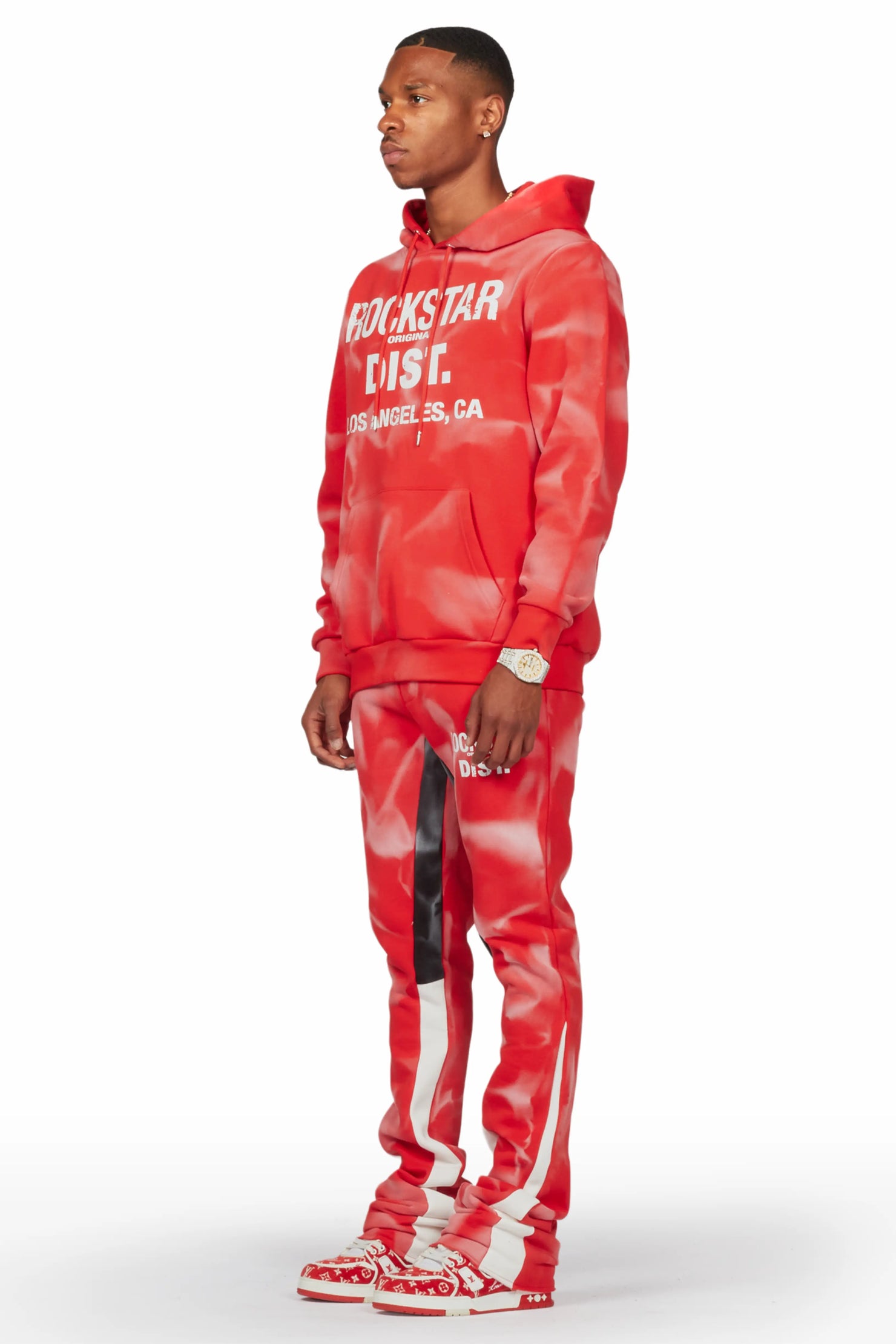 Nelly Red Hoodie Stacked Flare Track Set