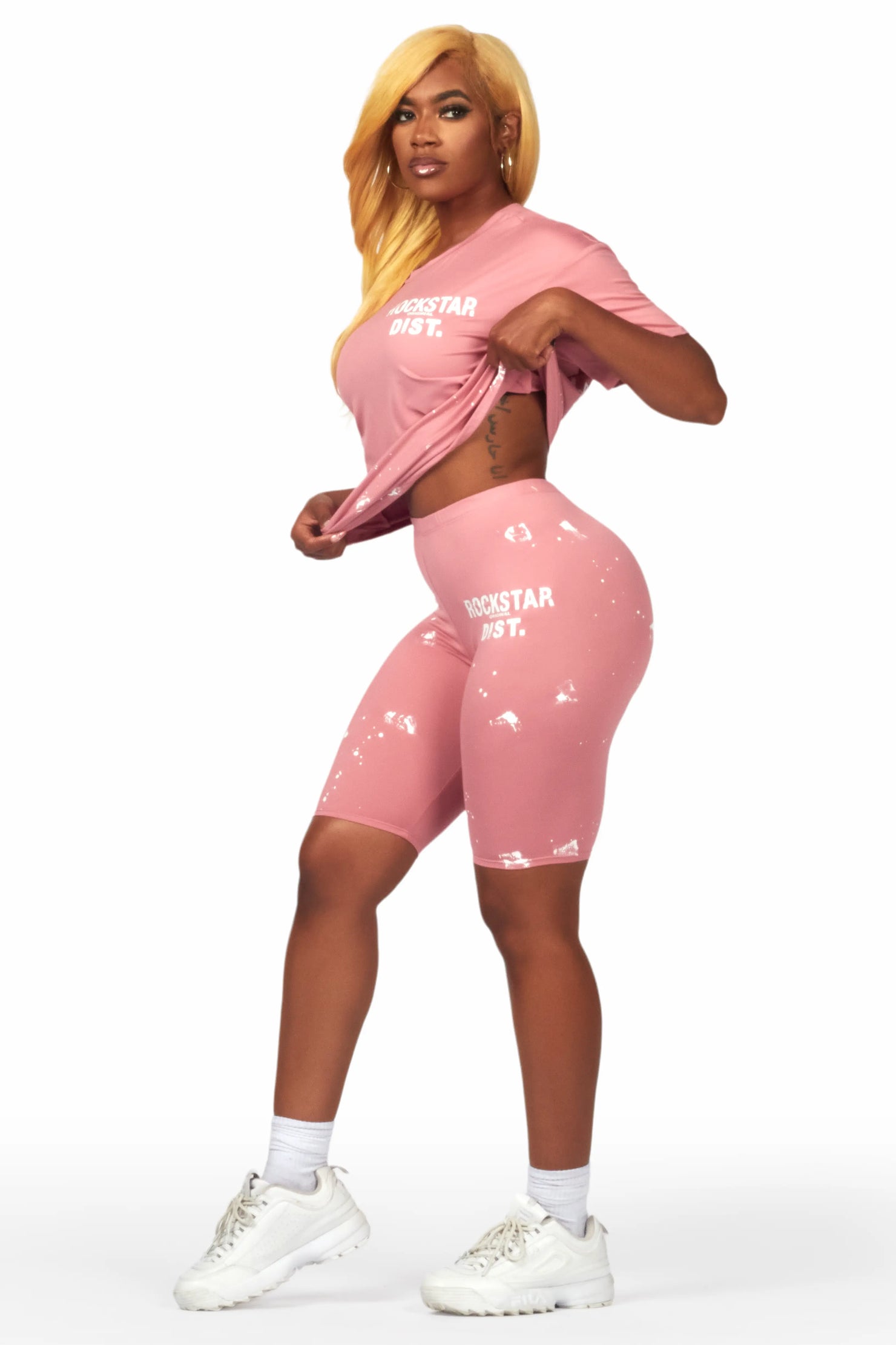 Living For It Light Pink Bike Short Set