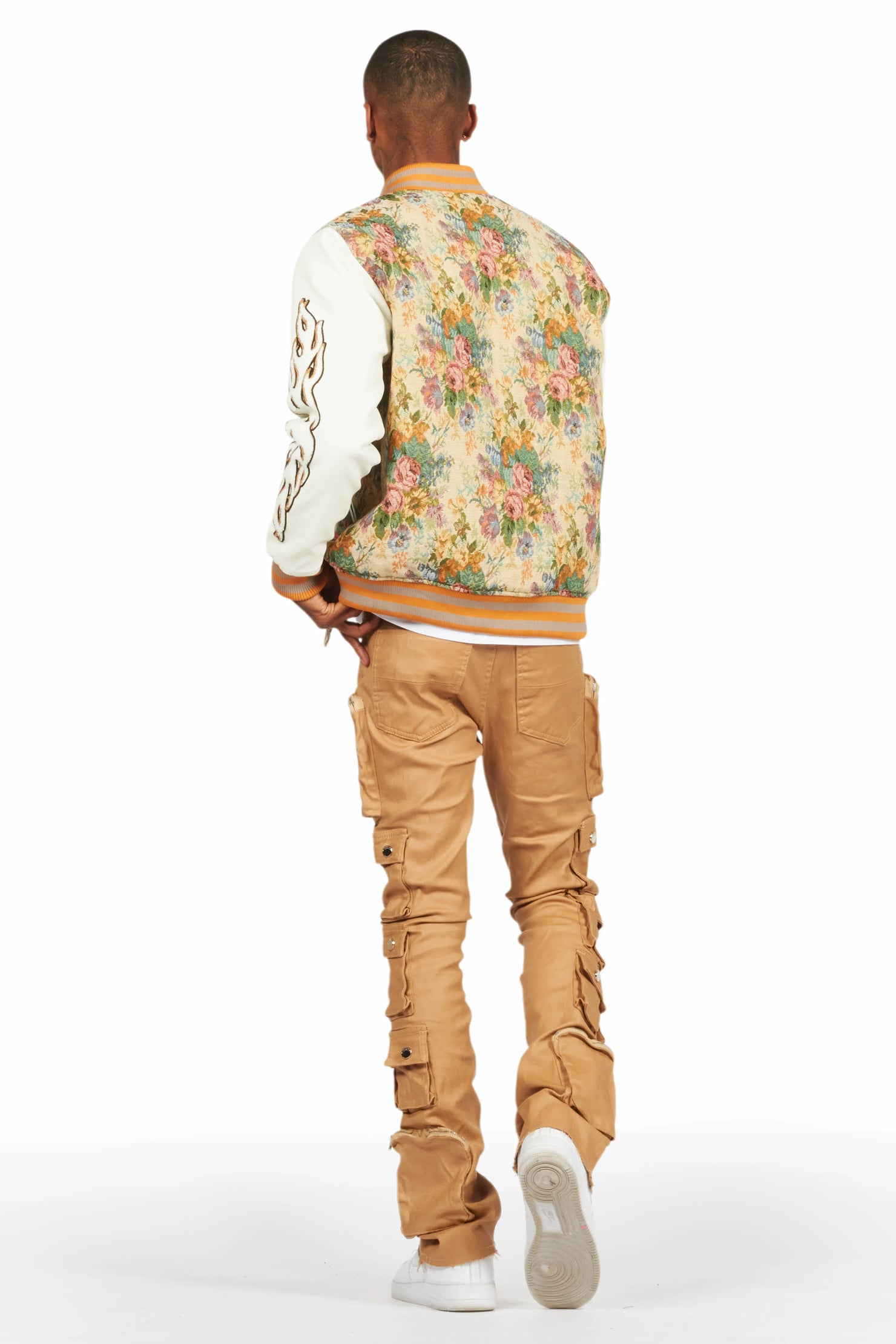 Doron Beige Tapestry Varsity Jacket