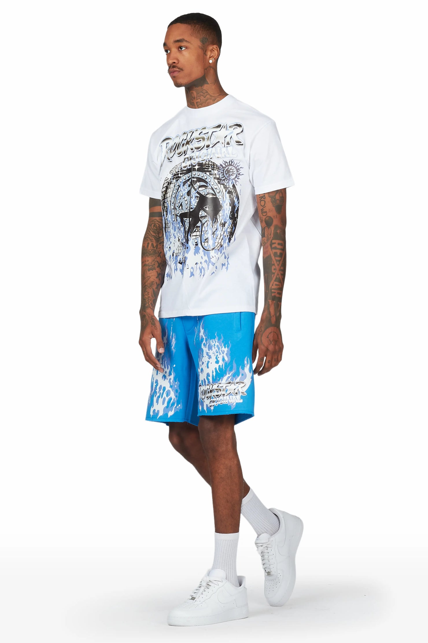 Gentlemen White/Blue T-Shirt Short Set