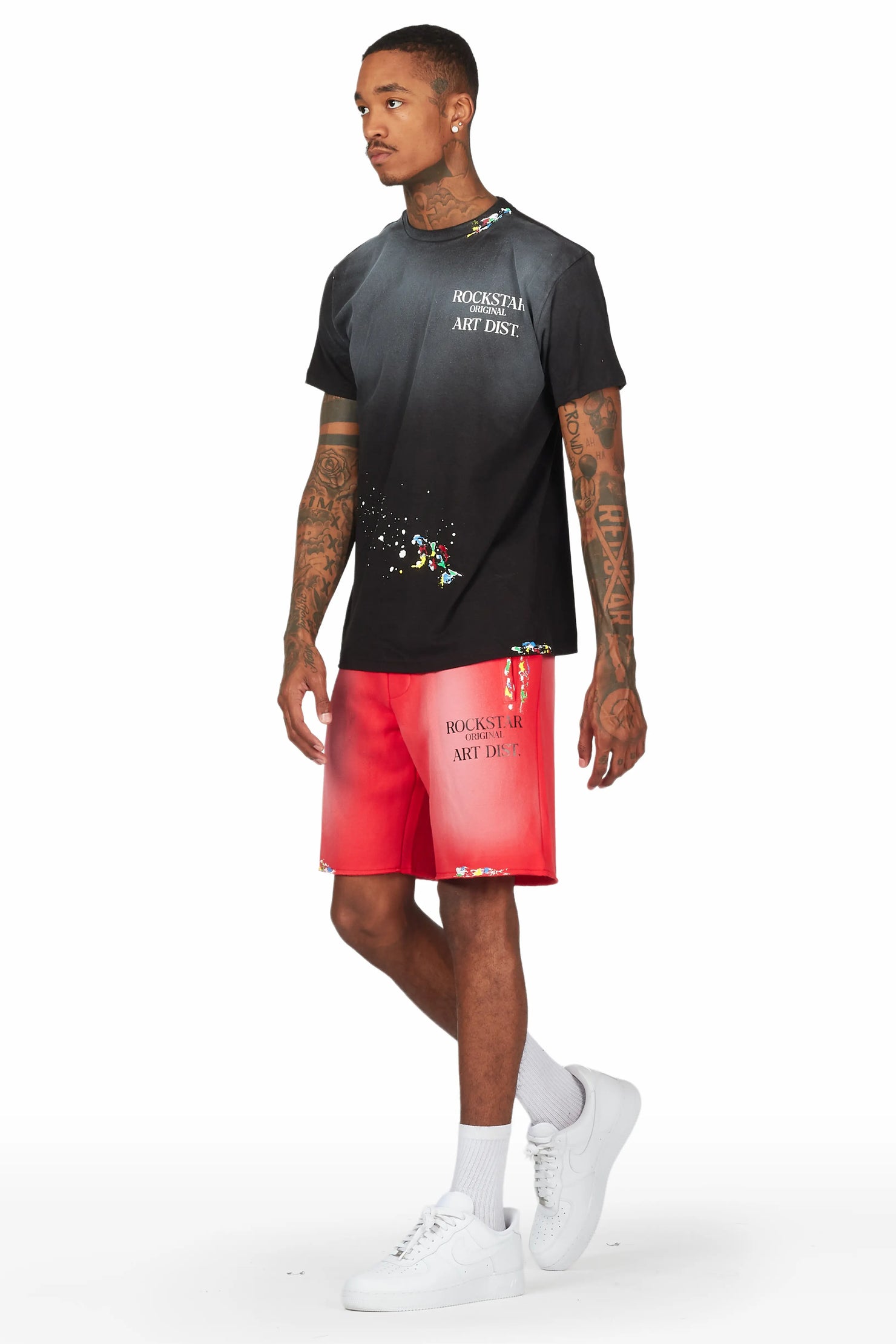 Rockstar Art Dist. Black/Red T-Shirt Short Set