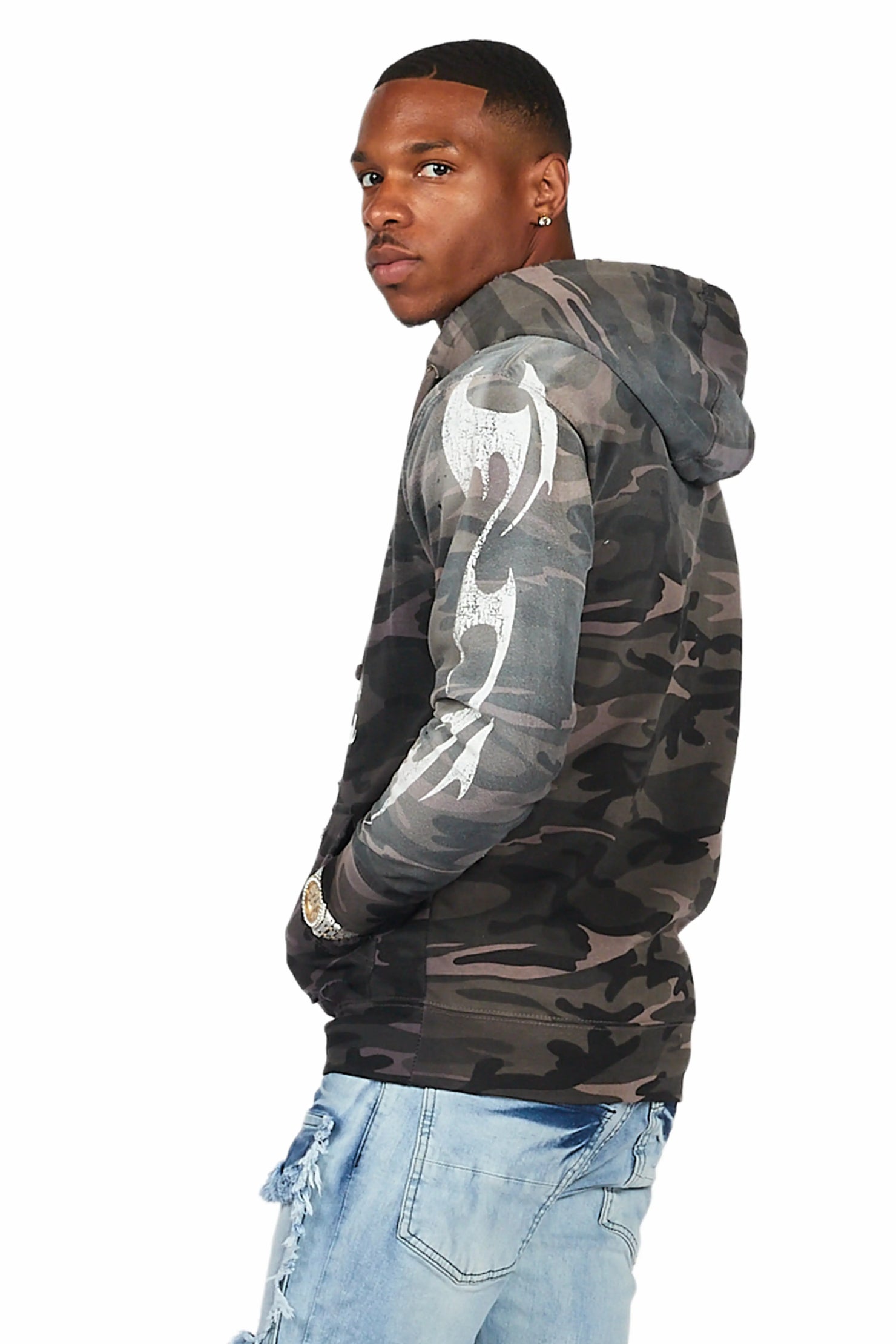 Vachel Black Graphic Hoodie