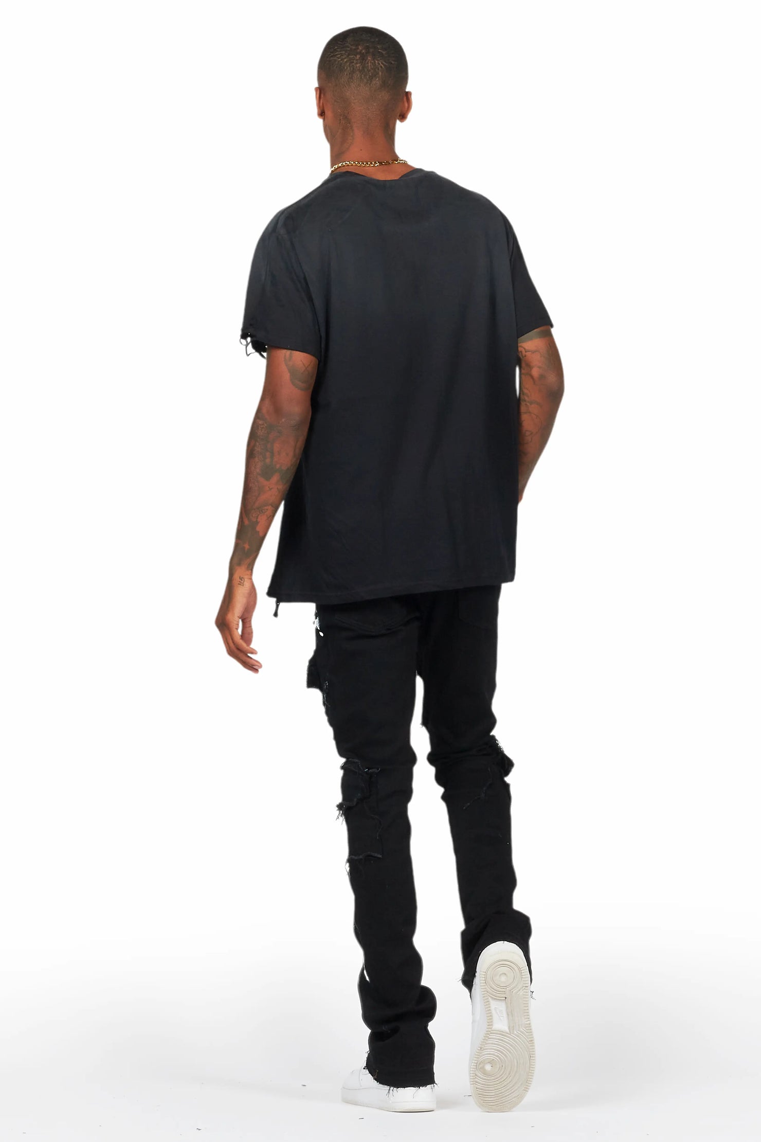 Tarl Black T-Shirt/Stacked Flare Jean Bundle