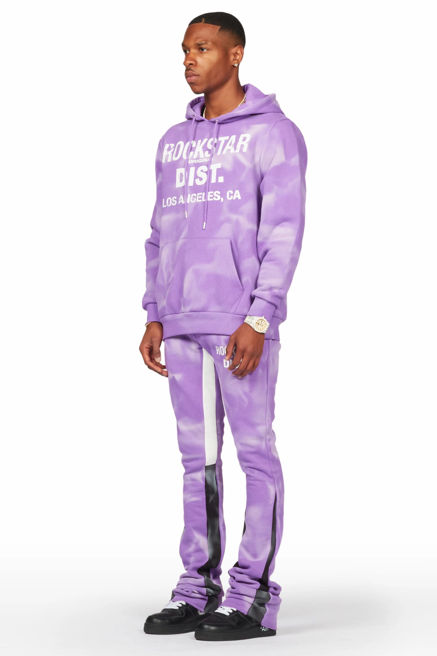 Nelly Purple Hoodie Stacked Flare Track Set