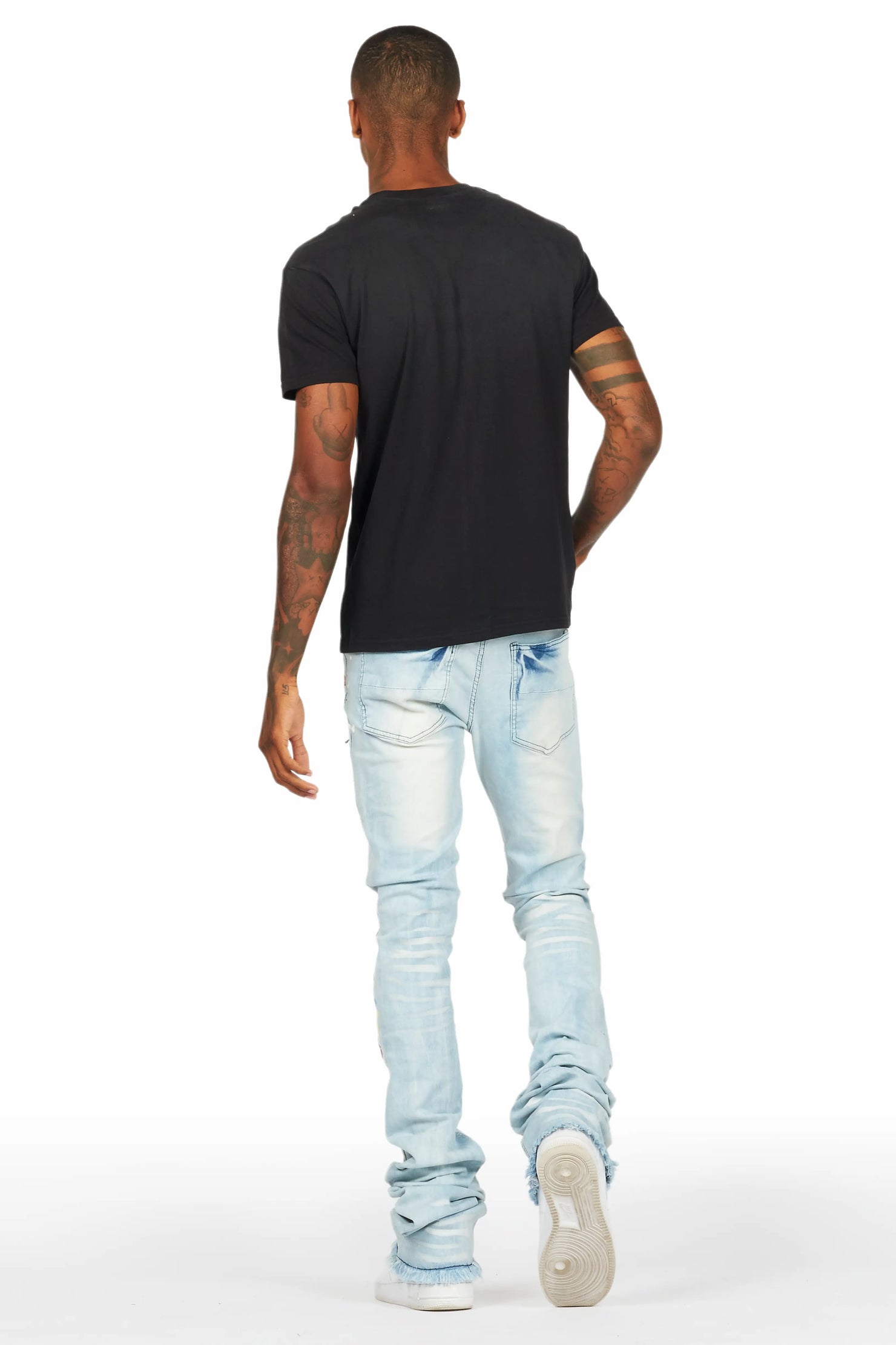 Palmer Black T-Shirt/Super Stacked Flare Jean Set