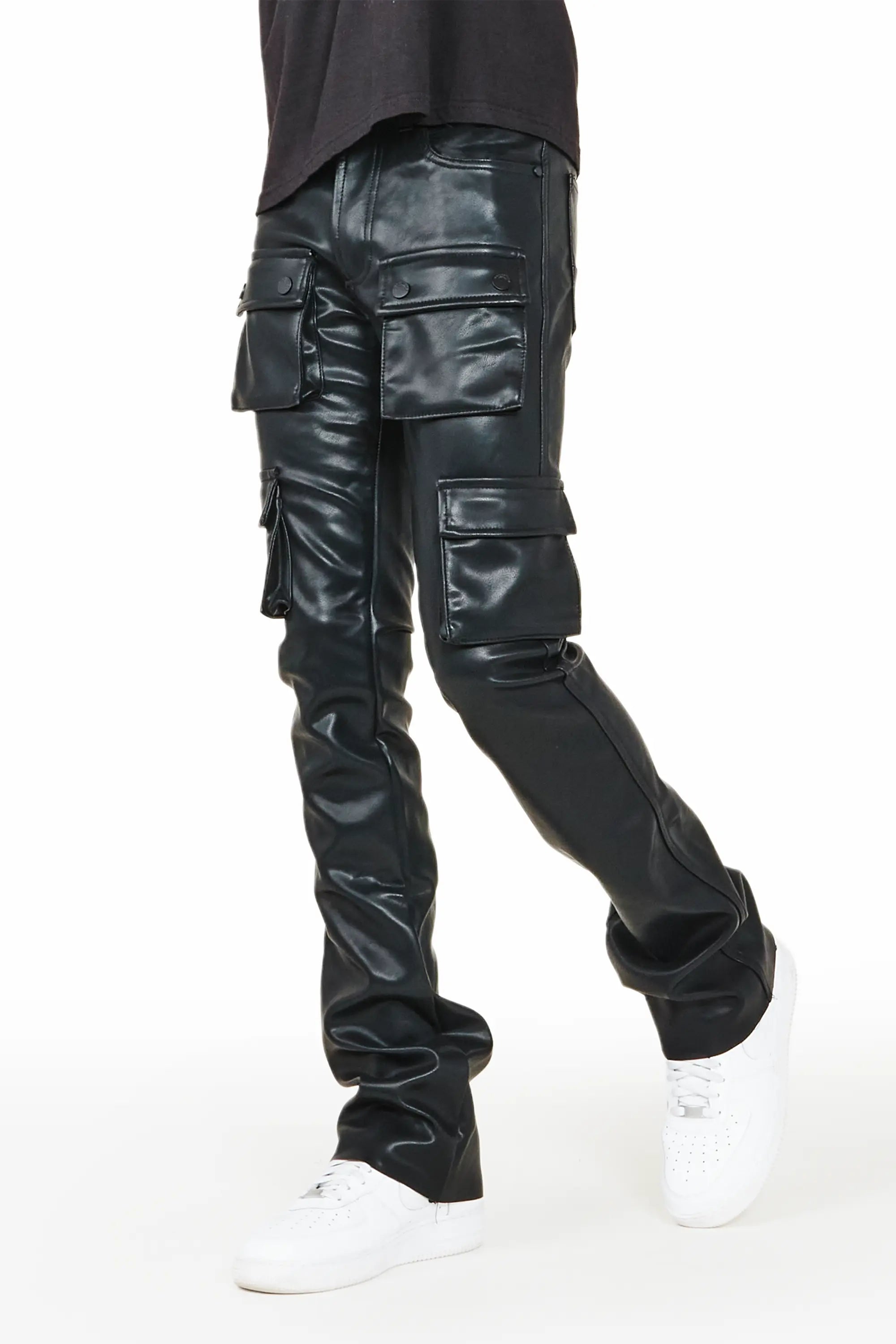 Bold and Edgy: Men's Straight Style Singer Rivets Red Leather Pants | Free  Shipping Included