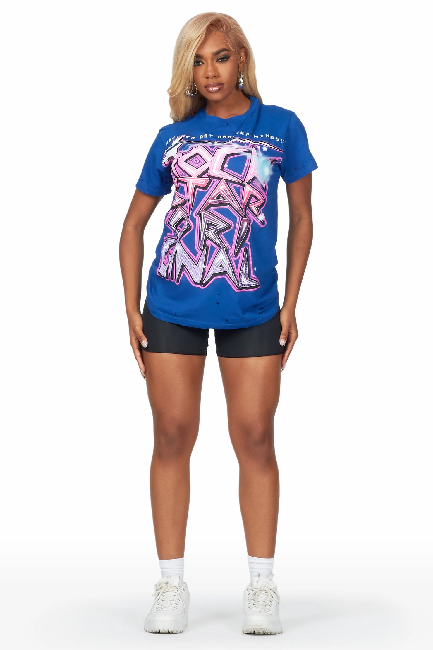 Tikiara Royal Blue Oversized T-Shirt