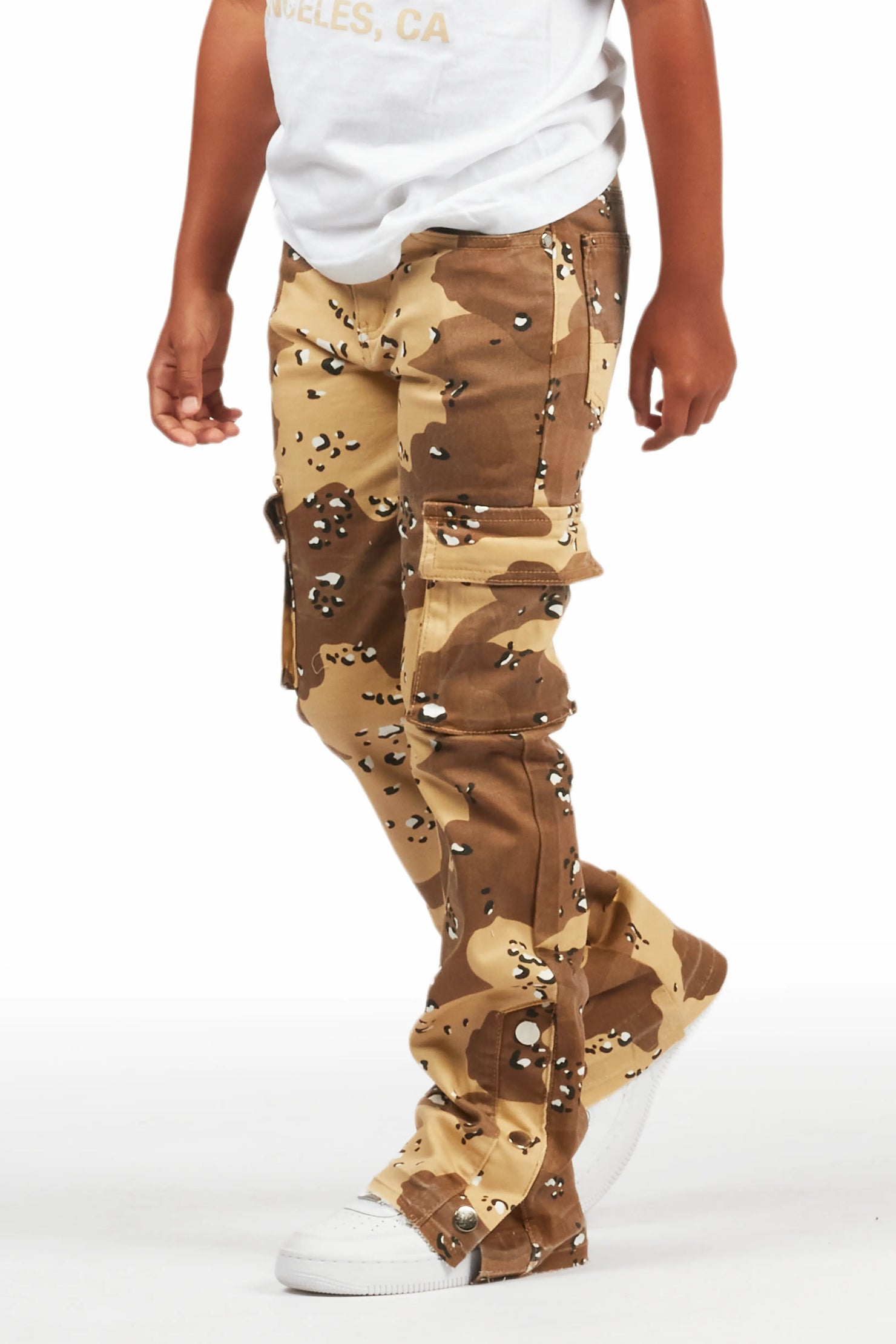 Boys Waage Desert Camo Stacked Flare Cargo Jean