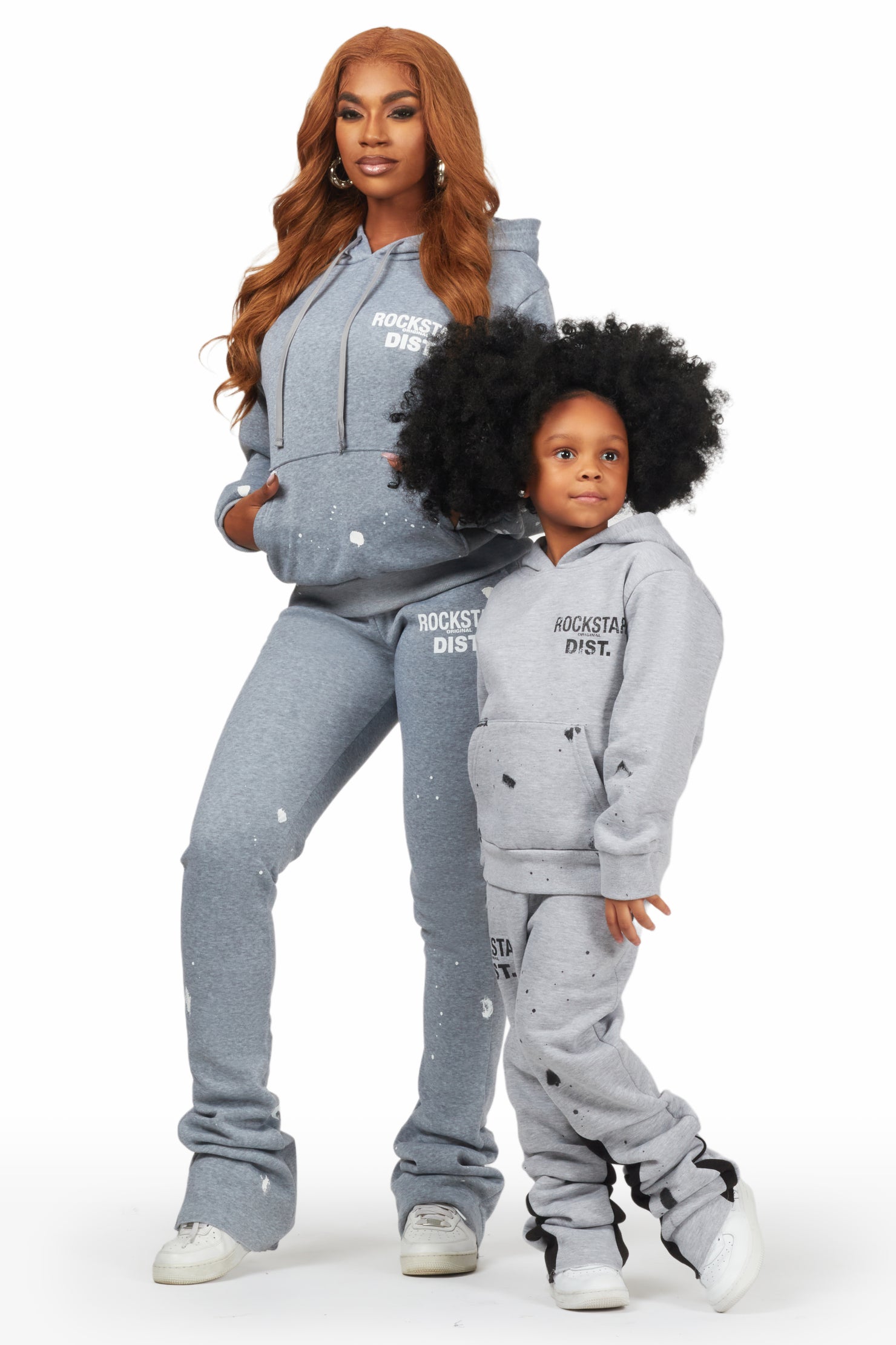 Girls Raffie Grey Hoodie Super Stacked Flare Track Set