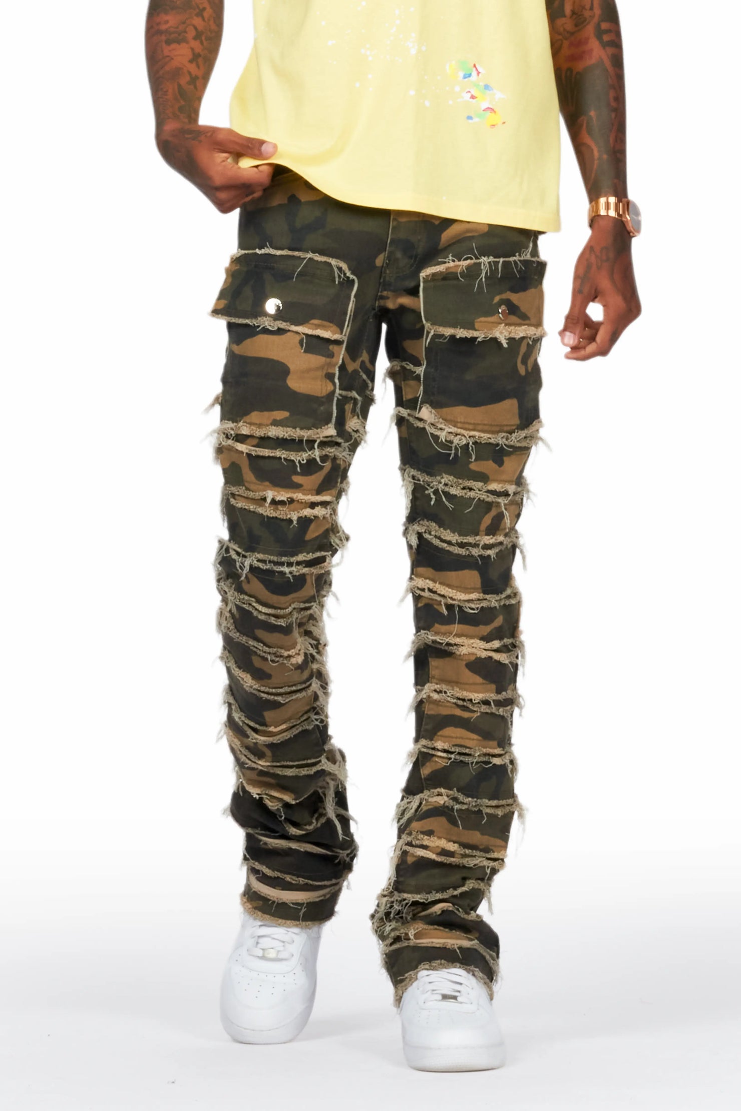 Kinby Camo Stacked Flare Jean