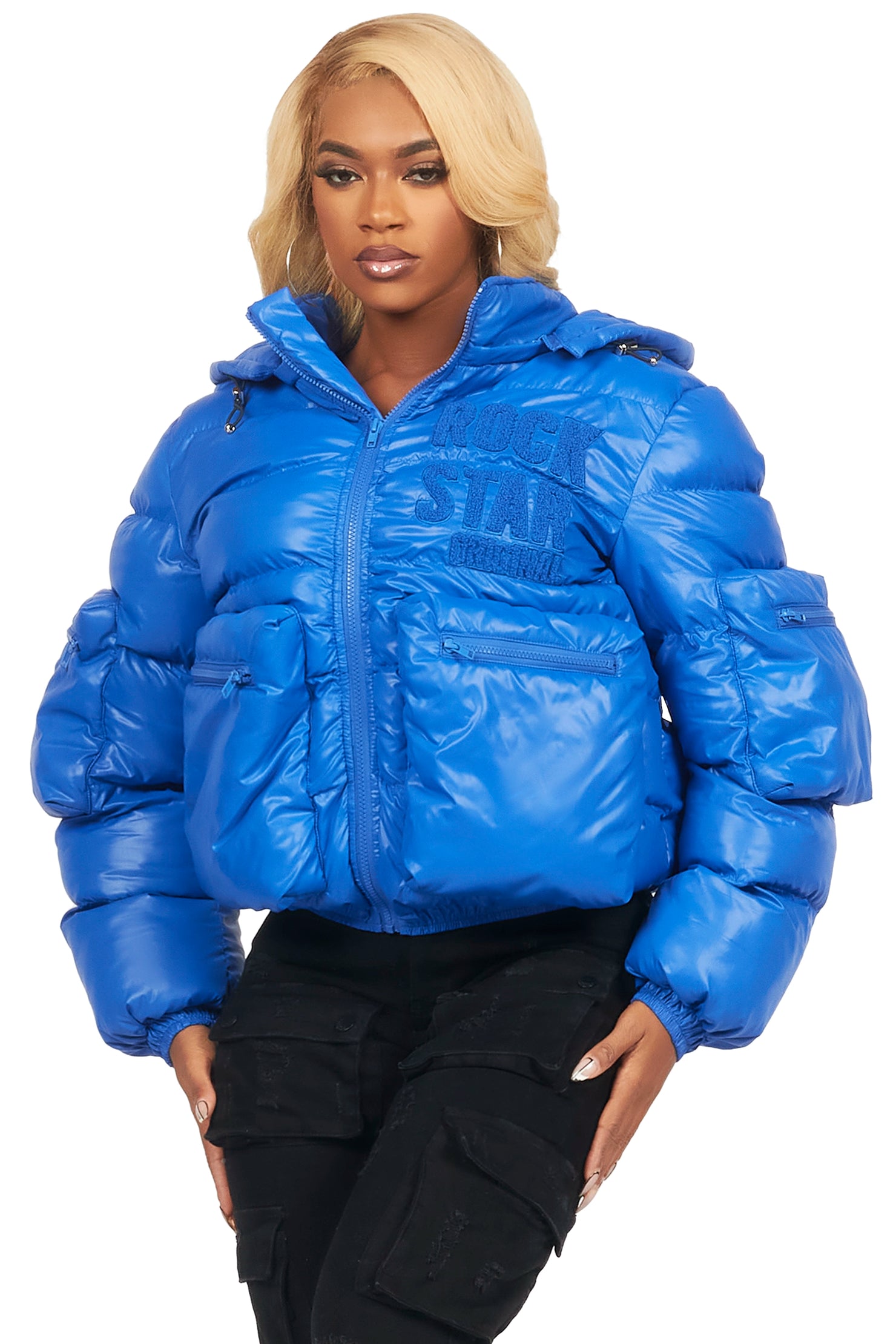 Keisha Royal Blue Cargo Puffer Jacket