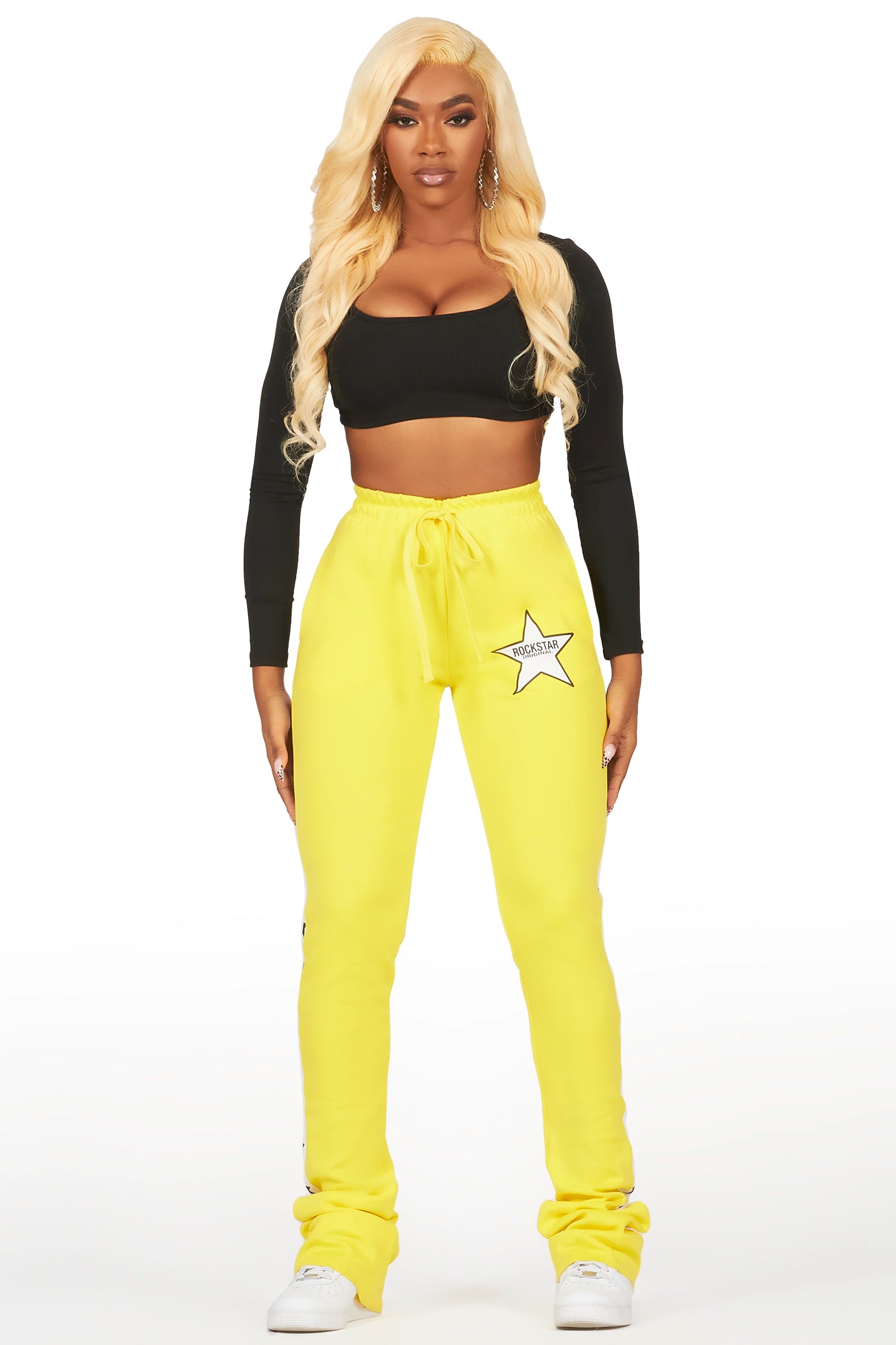 Kevona Yellow Super Stacked Track Pant