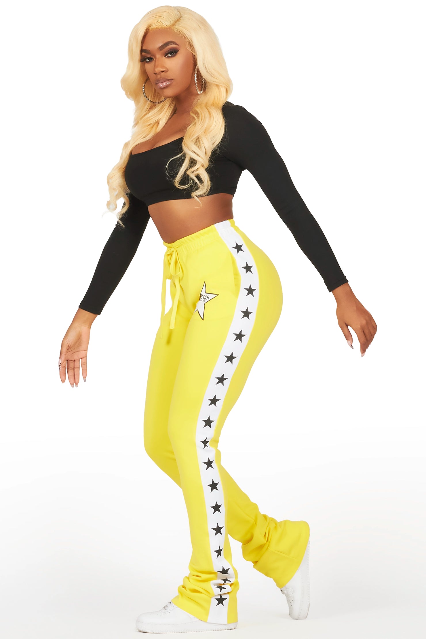 Kevona Yellow Super Stacked Track Pant