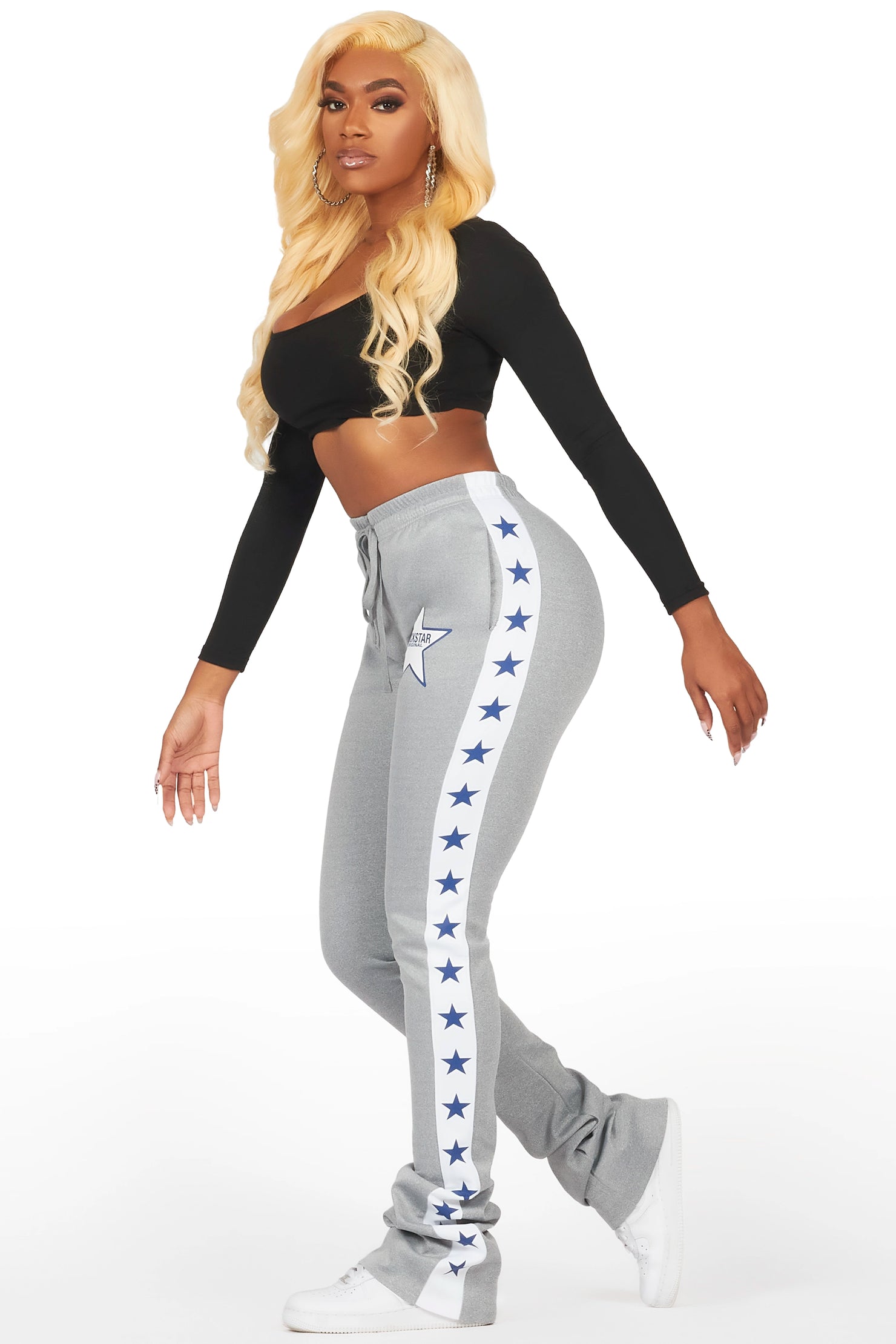 Kevona Heather Grey Super Stacked Track Pant