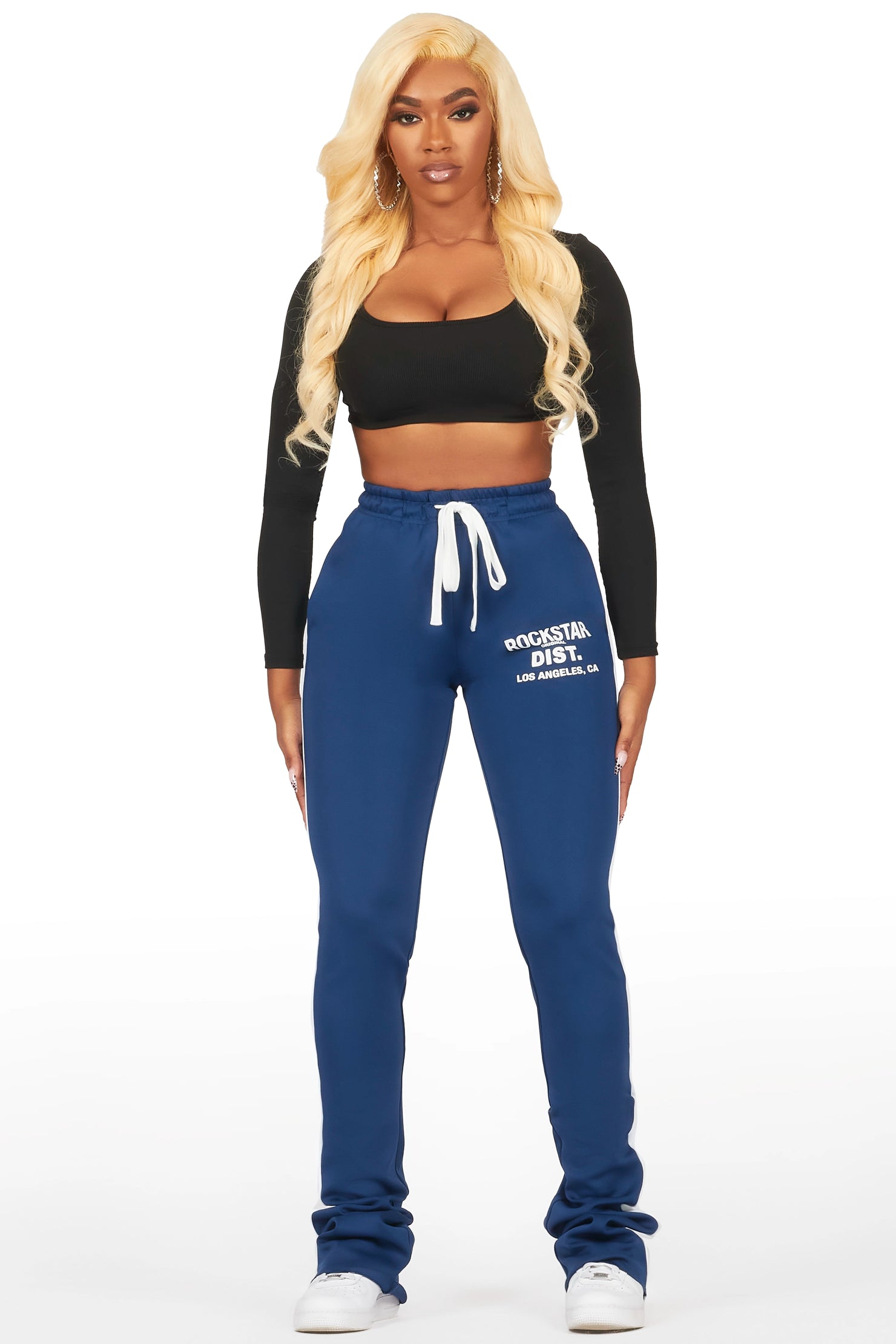 Savannah Navy Super Stacked Track Pant