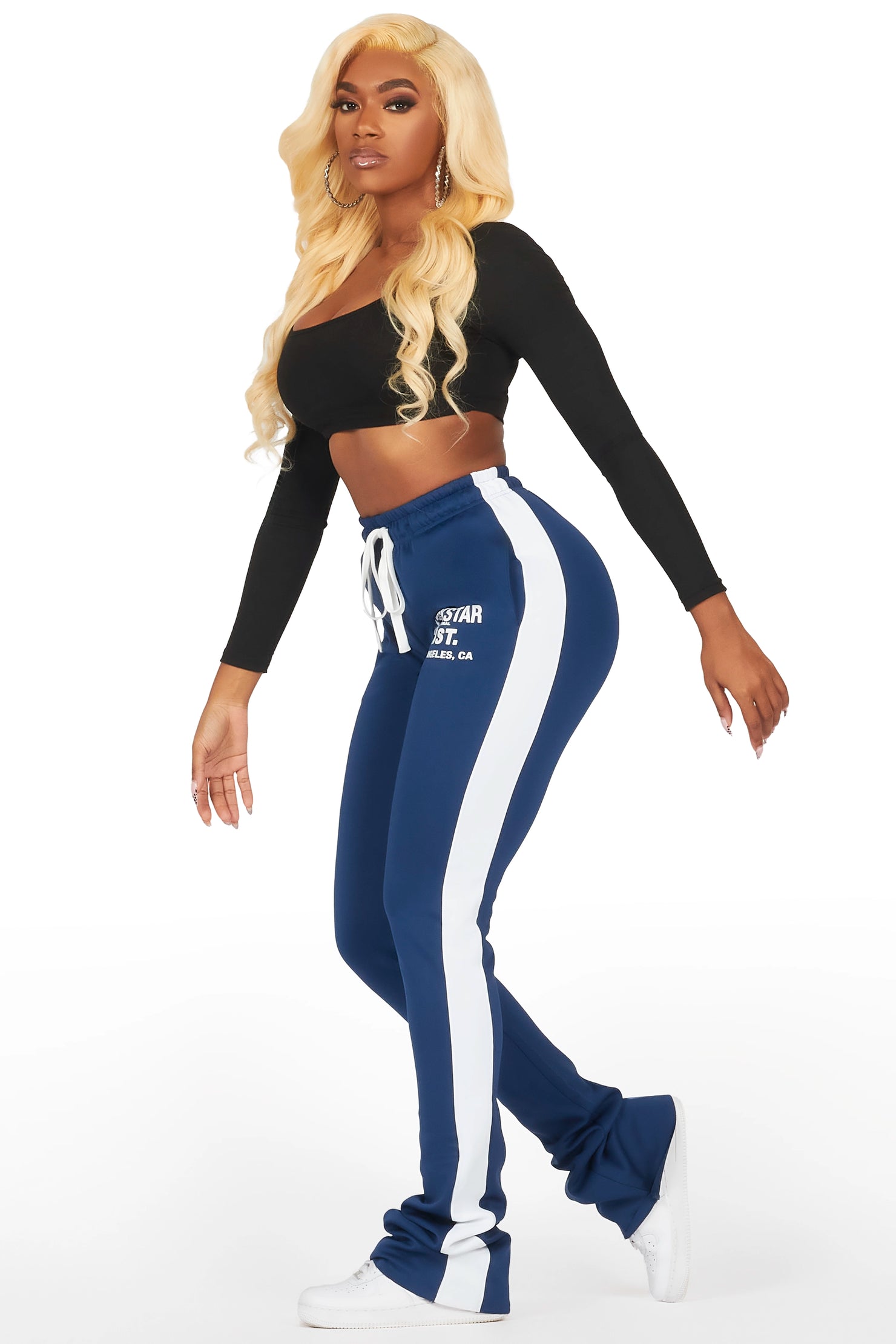 Savannah Navy Super Stacked Track Pant