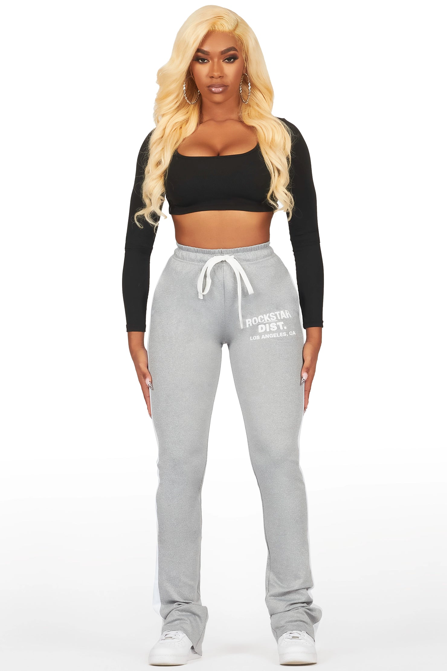 Savannah Heather Grey Super Stacked Track Pant