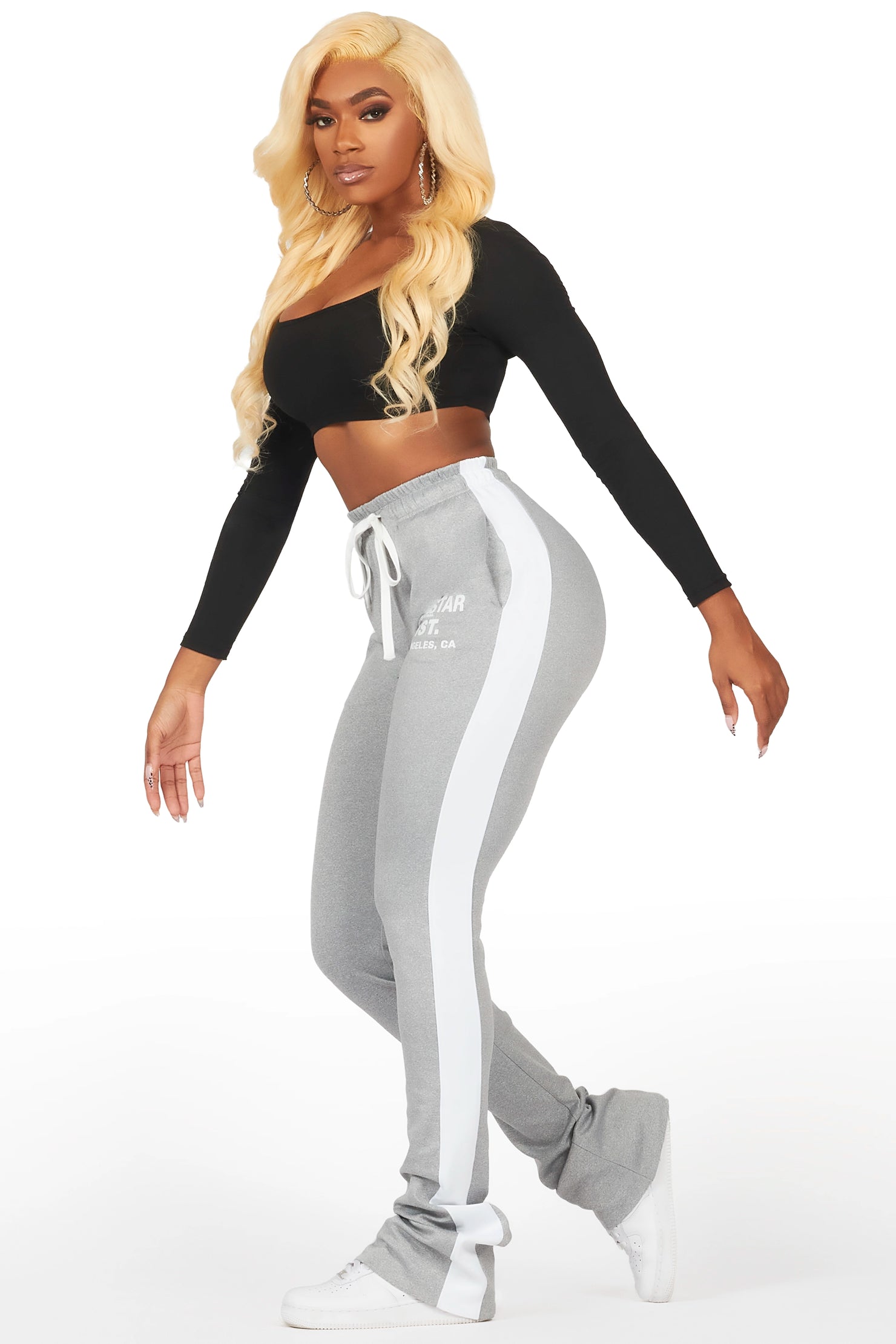 Savannah Heather Grey Super Stacked Track Pant