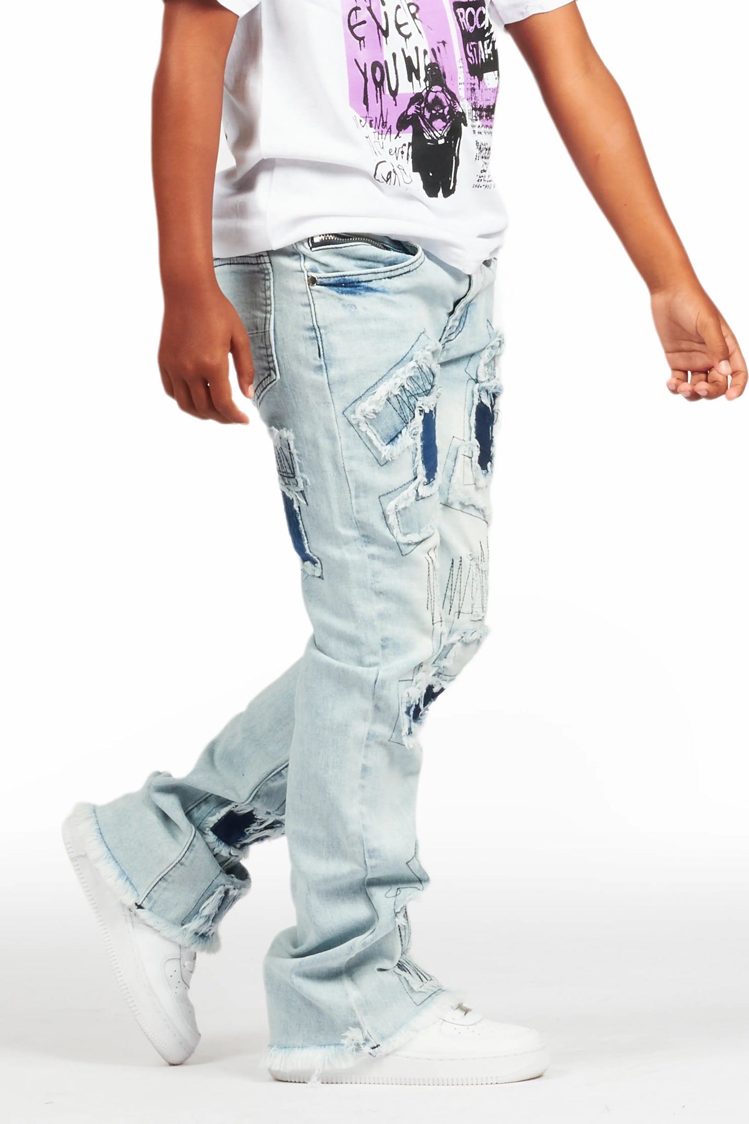 Boys Camden Blue Stacked Flare Jean