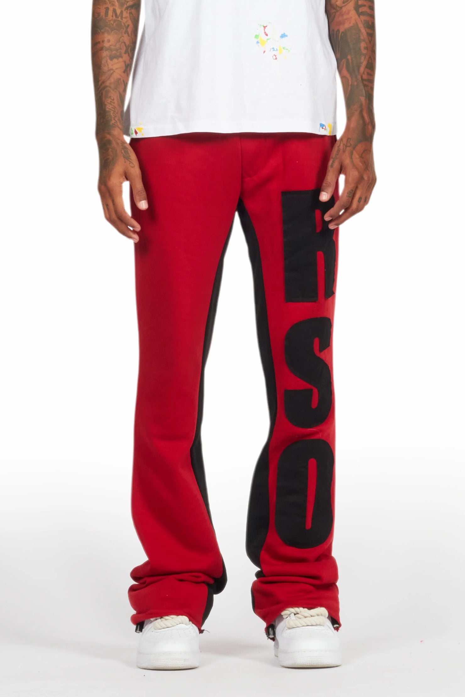 Uko Burgundy Stacked Baggy Track Pant