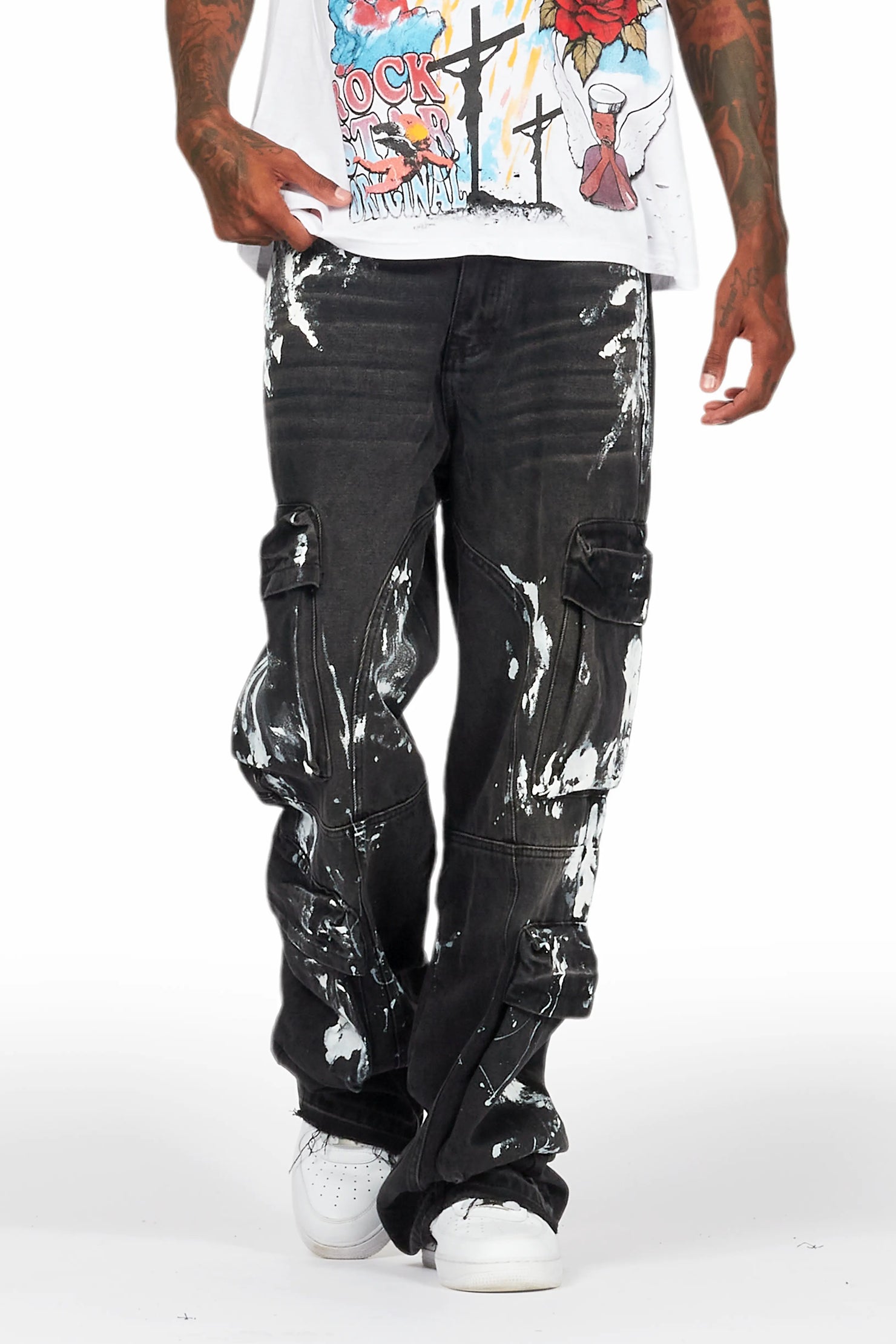 Alary Painter Black Baggy Fit Cargo Jean