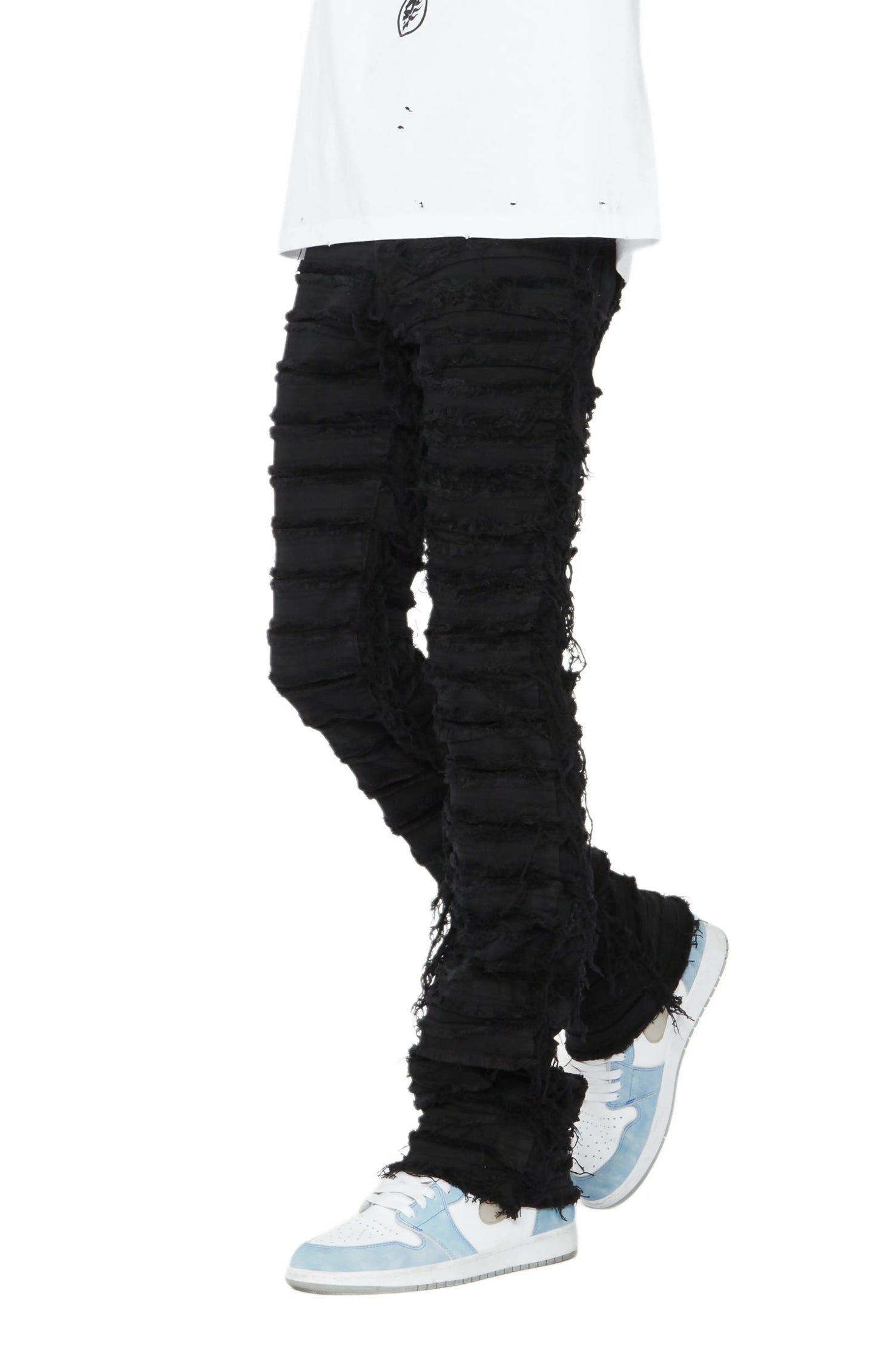 Cassius Black Stacked Flare Jean– Rockstar Original