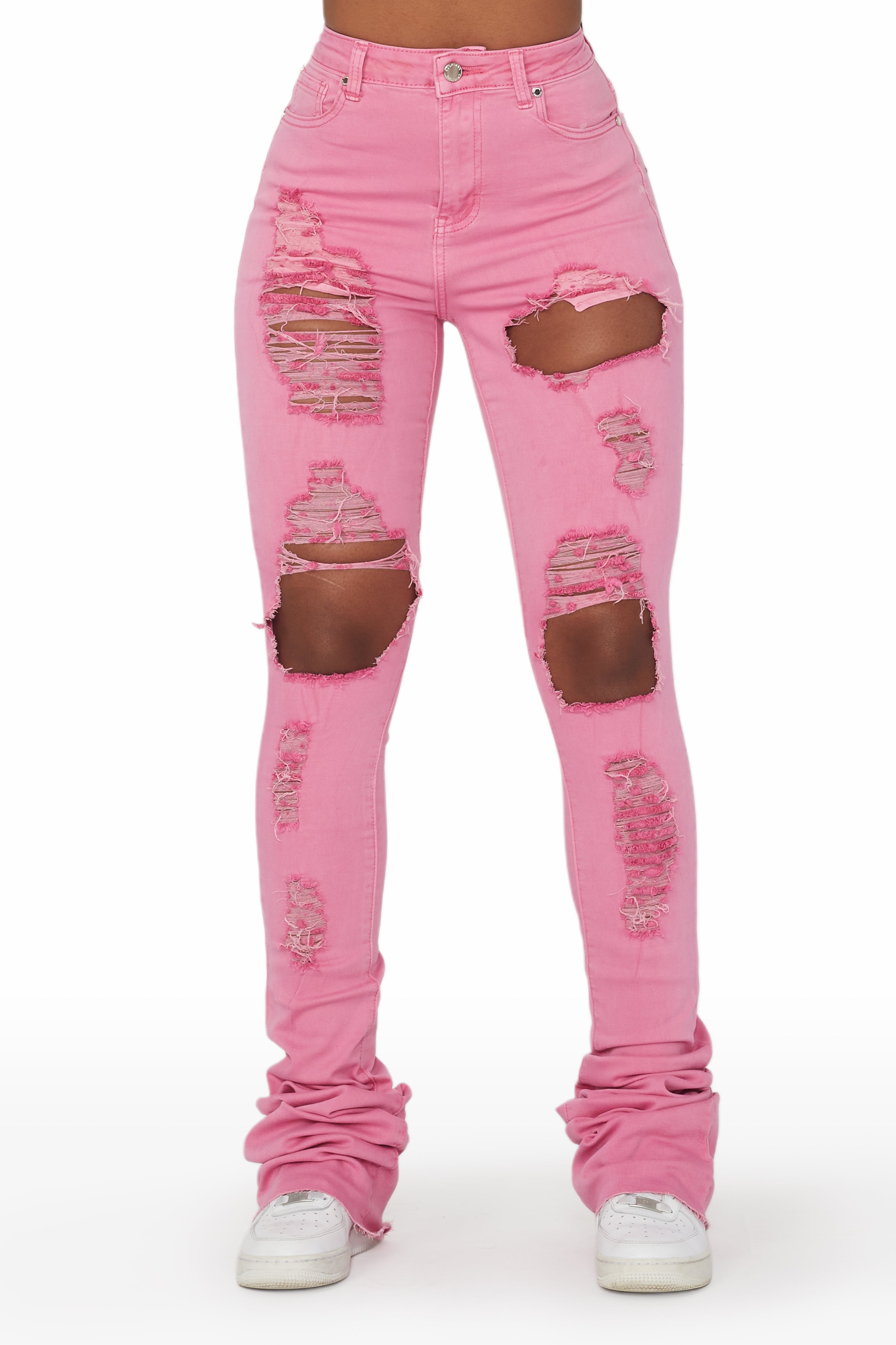 Lovin' Pink Distressed Super Stacked Jean– Rockstar Original