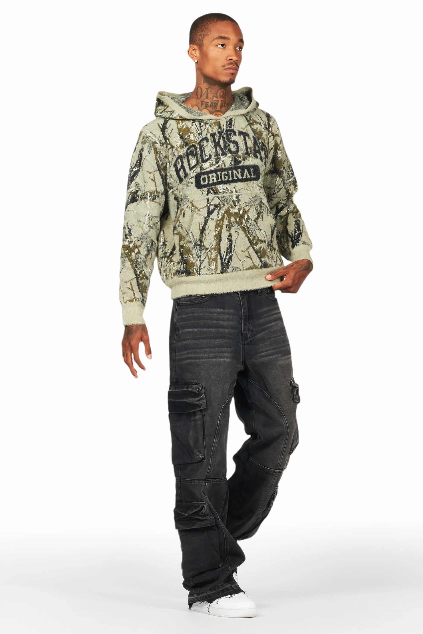 Damodar Tree Camo Knitted Mohair Hoodie