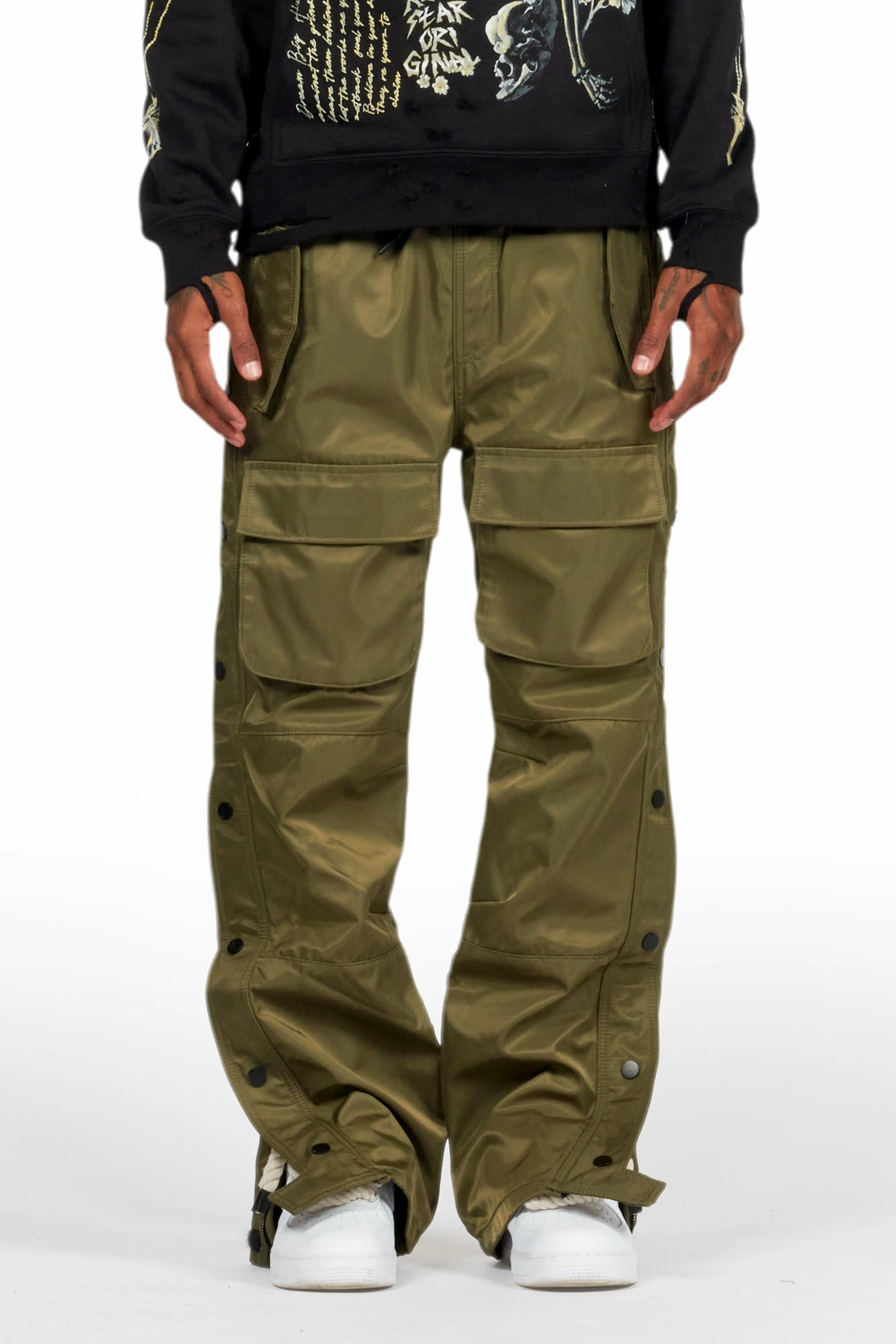 Yuri Olive Nylon Pants