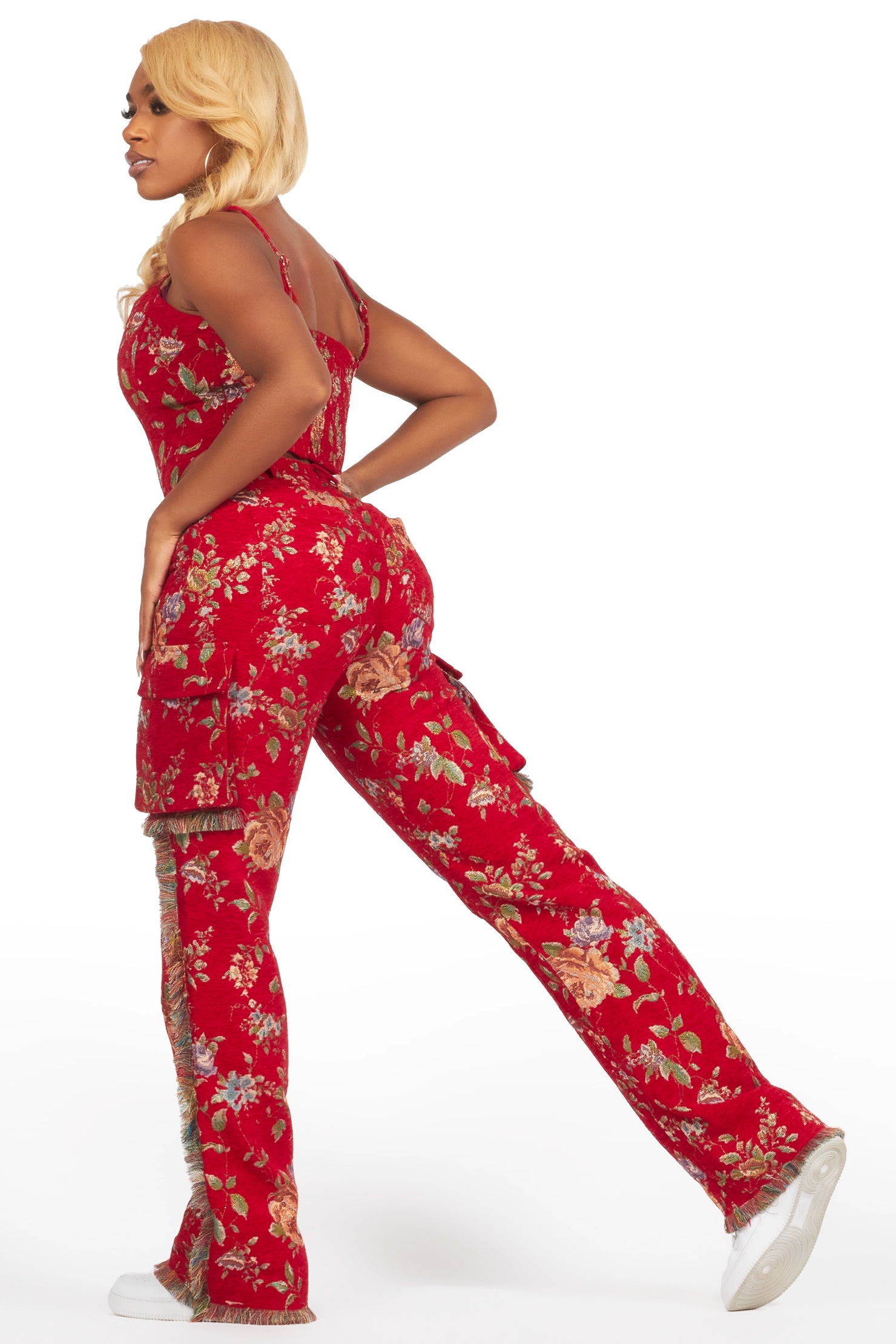 Marionna Red Tapestry Stacked Pant