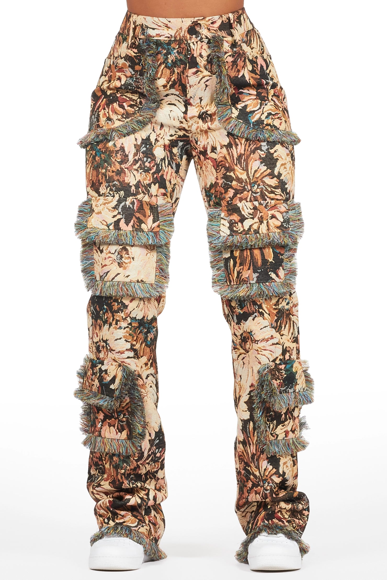 Takecia Black Tapestry Stacked Pant