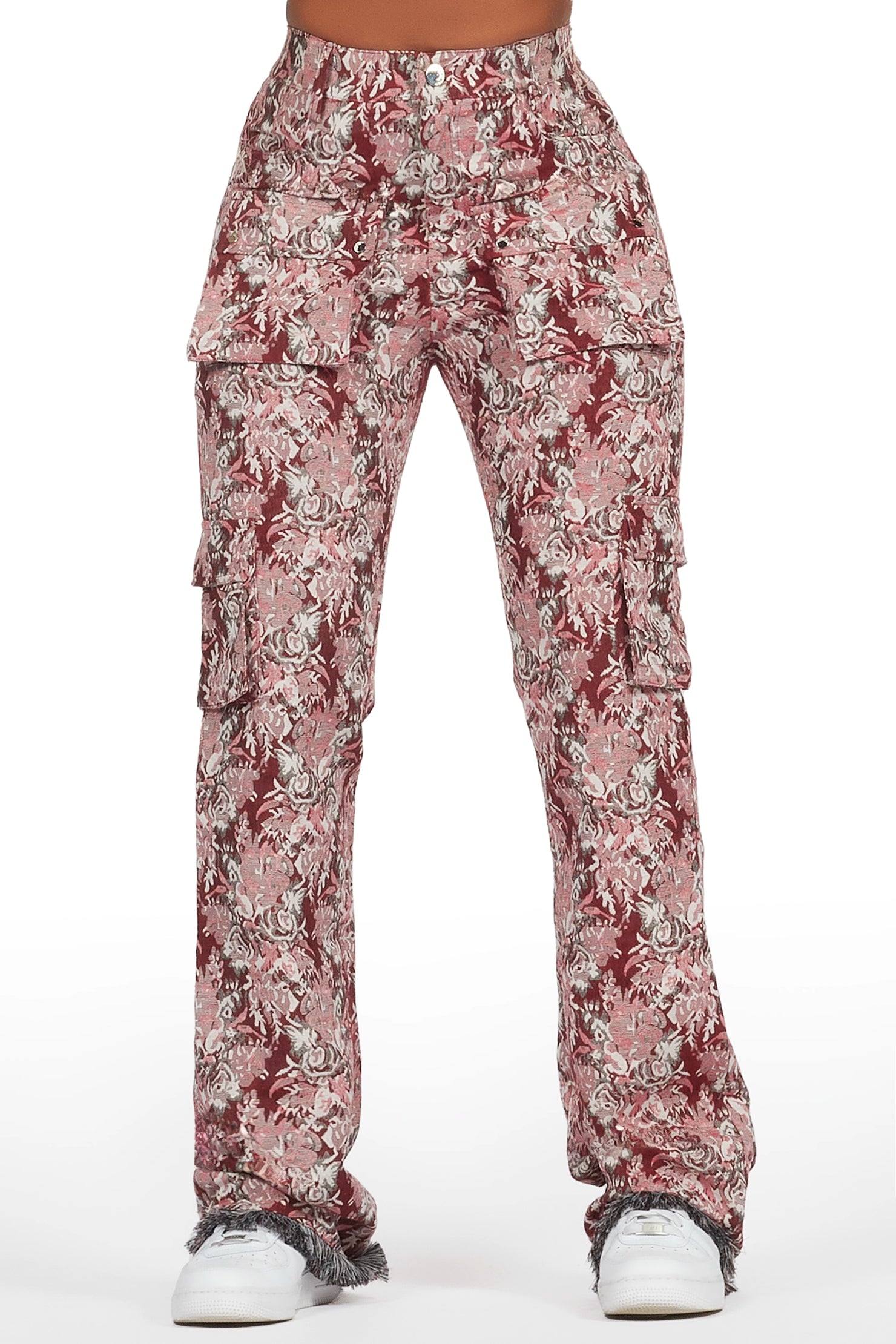 Viviane Pink Floral Tapestry Stacked Pant