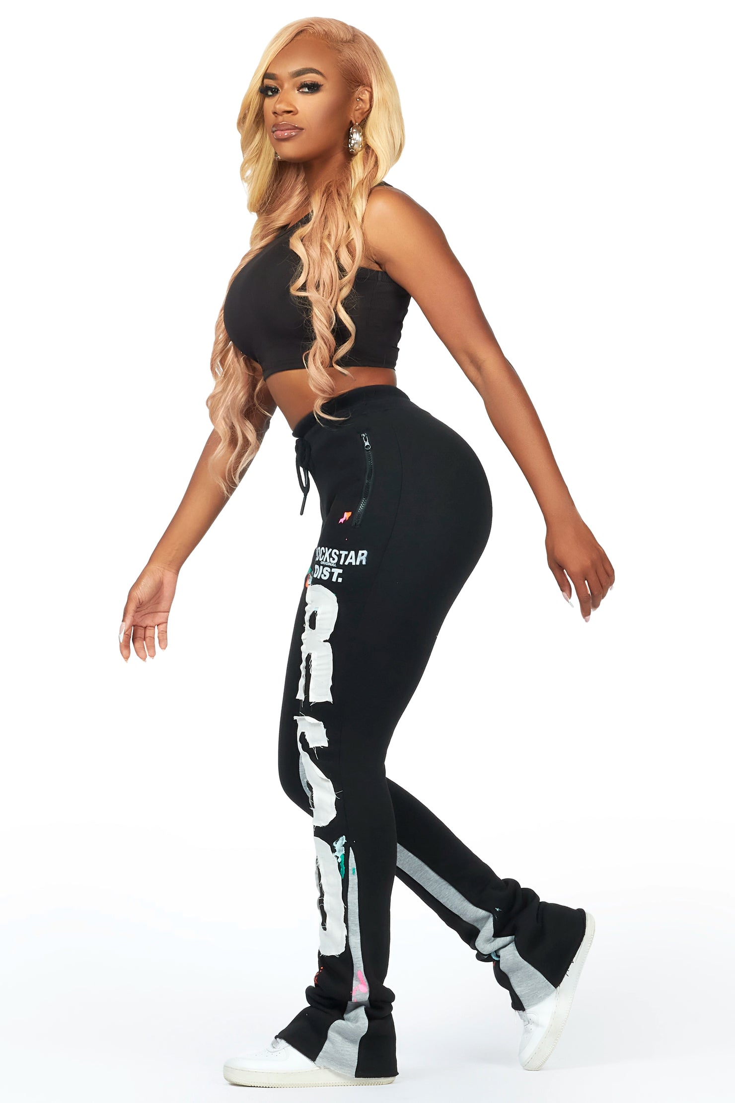 Toriauna Black Stacked Track Pant