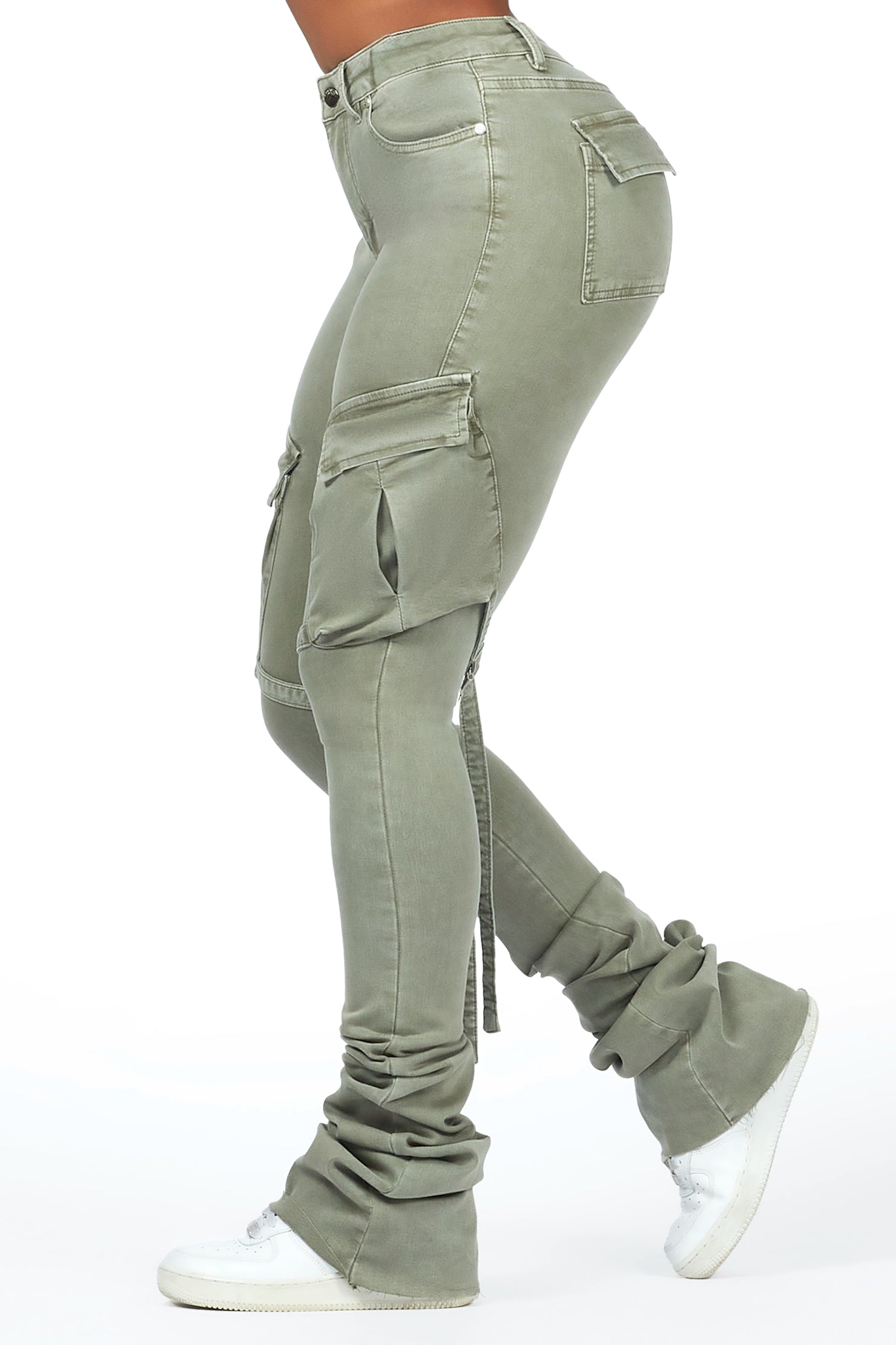 Caitlin Olive Cargo Super Stacked Jean