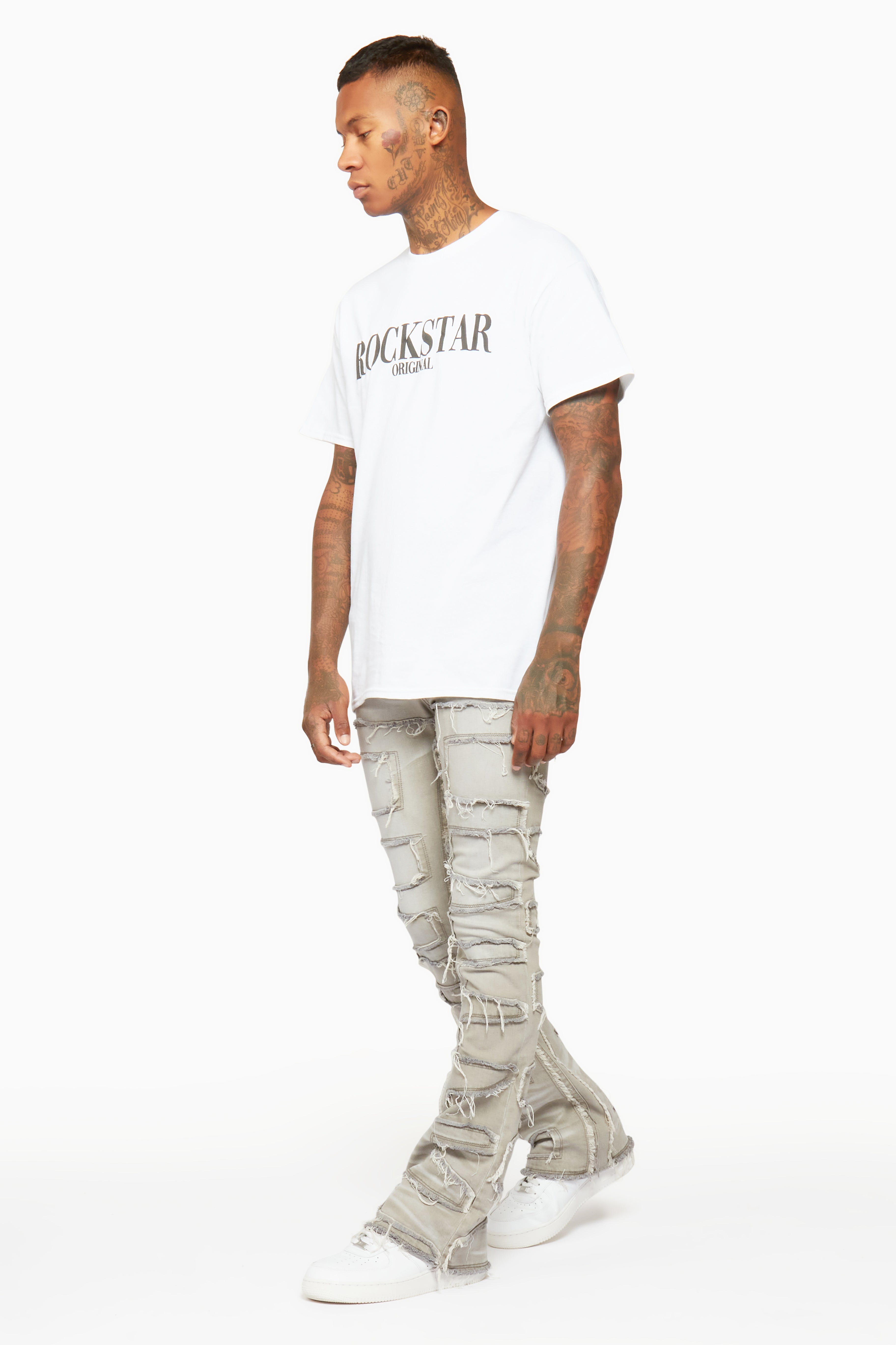 Shake Grey Stacked Flare Jean– Rockstar Original