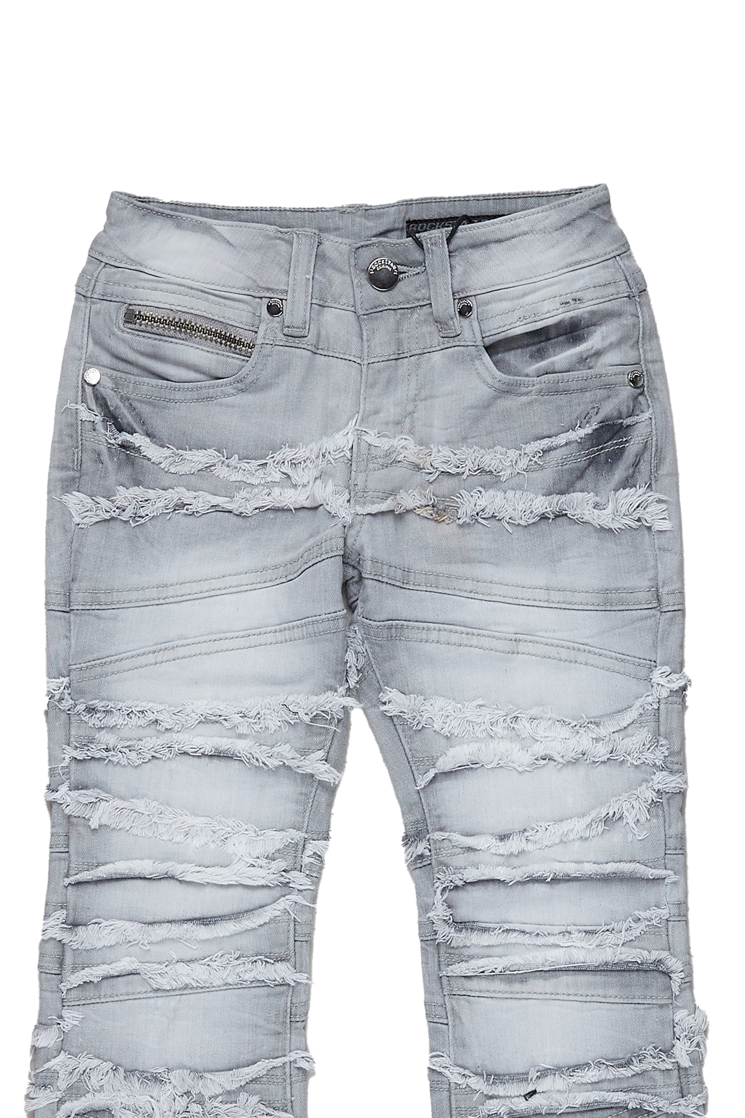 Boys Franko Light Grey Stack Flare Jean