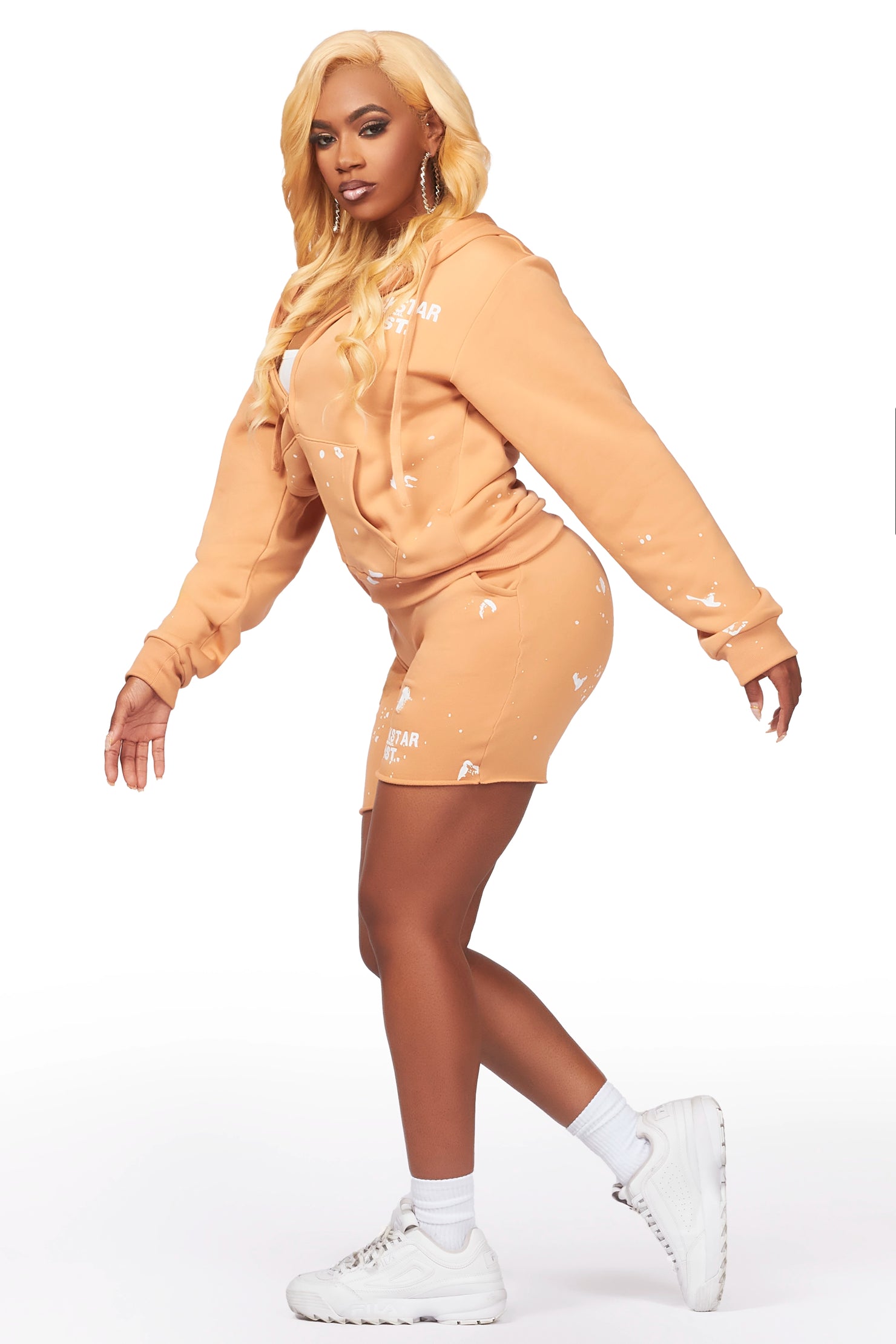 Kanesha Caramel Zip Up Short Set