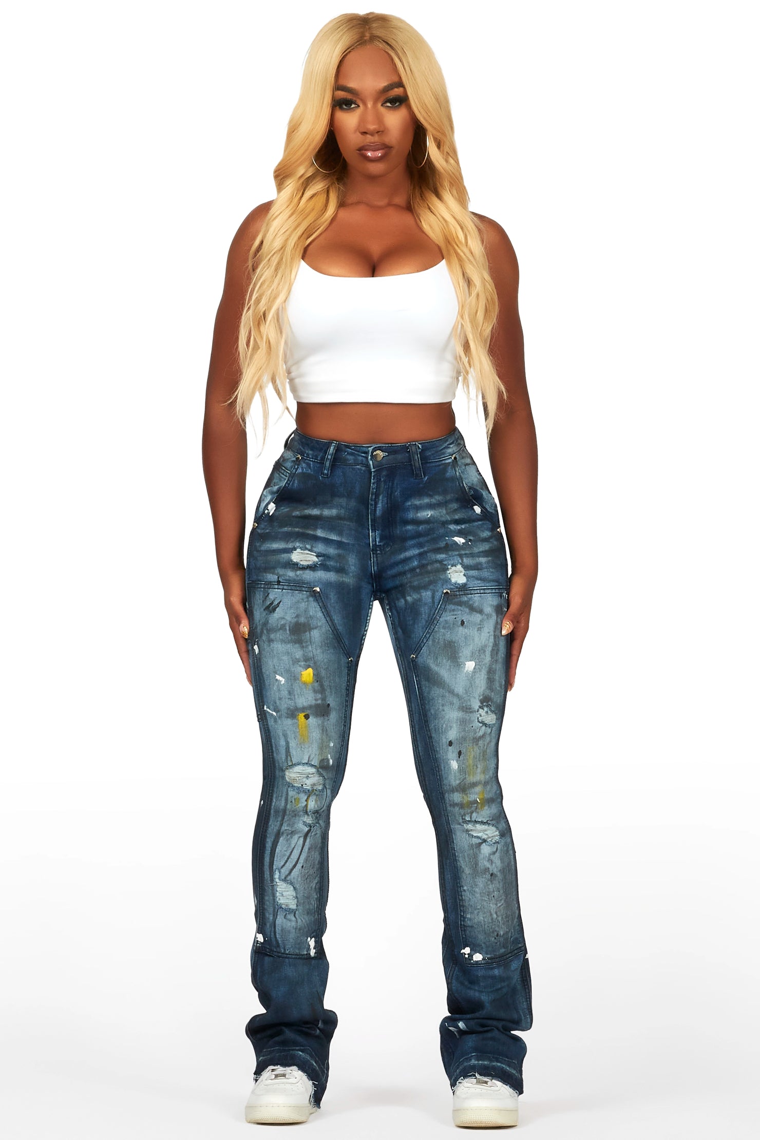 Miesha Light Wash Stacked Flare Jean