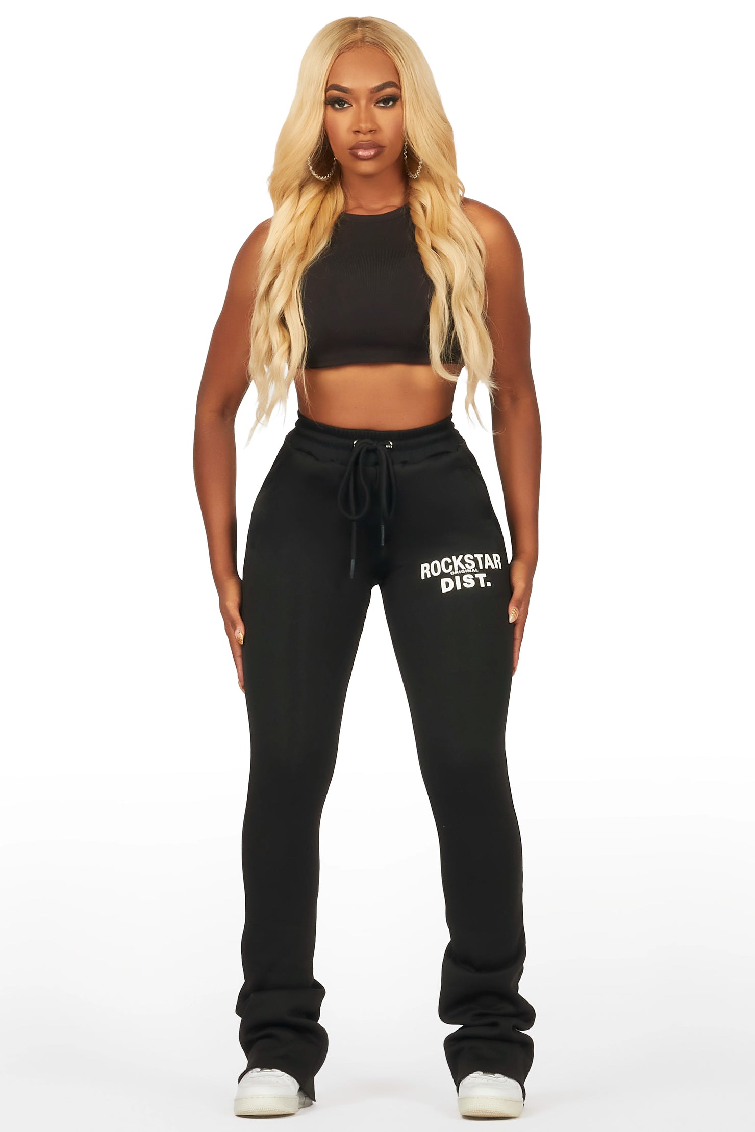 Juliana Black Super Stacked Track Pant