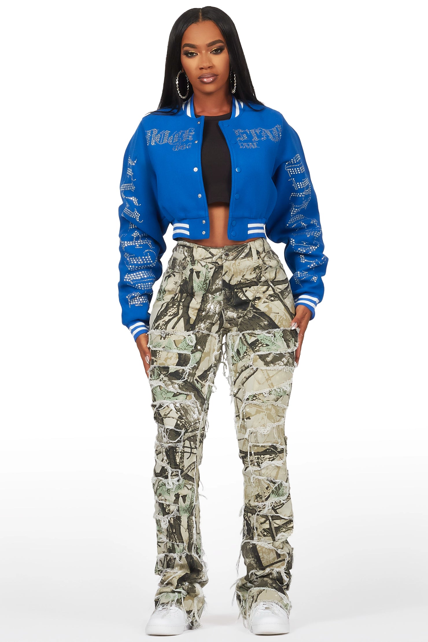 Zariyah Tree Camo Stacked Flare Jean