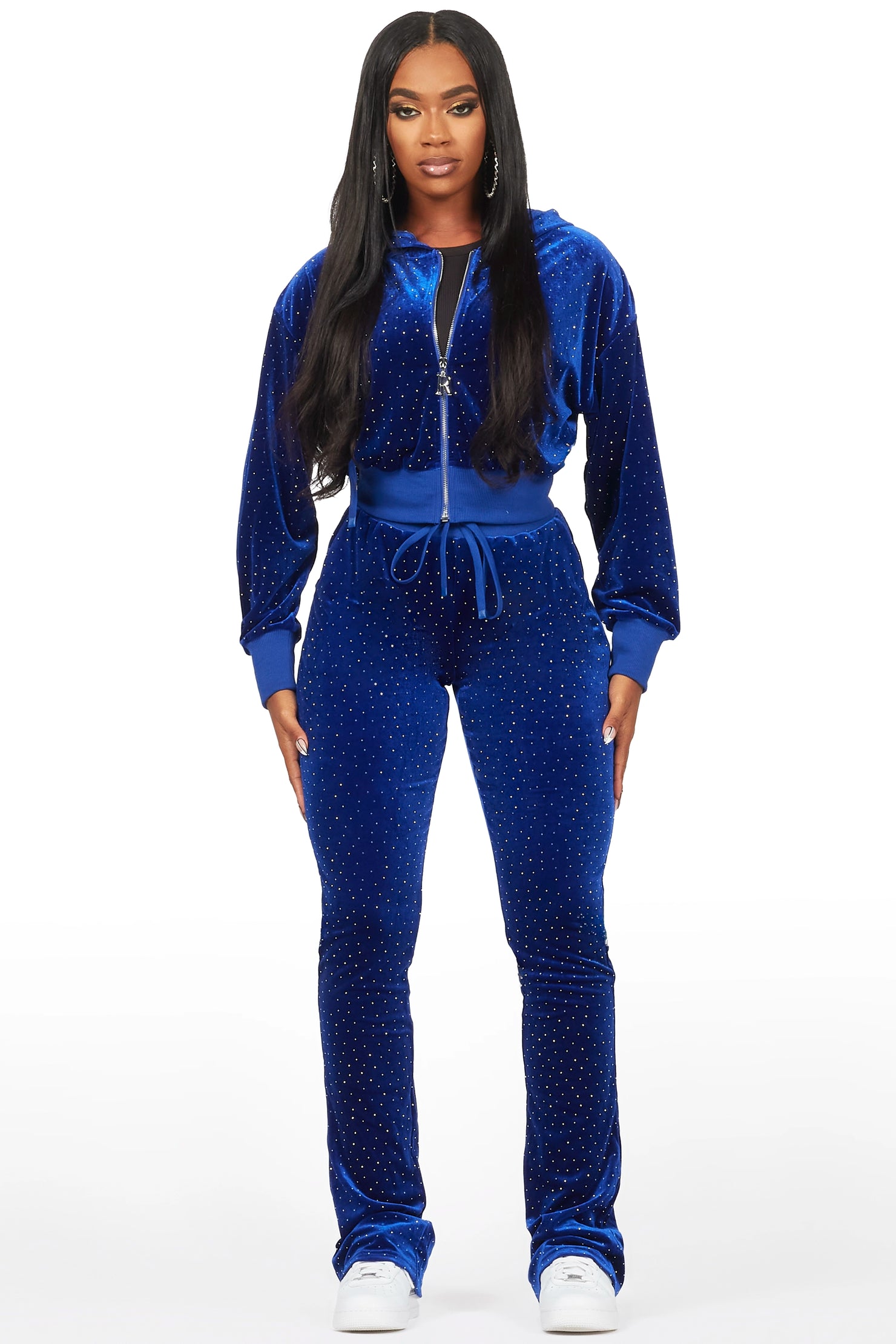 Khalilah Royal Blue Velour Stacked Trackset