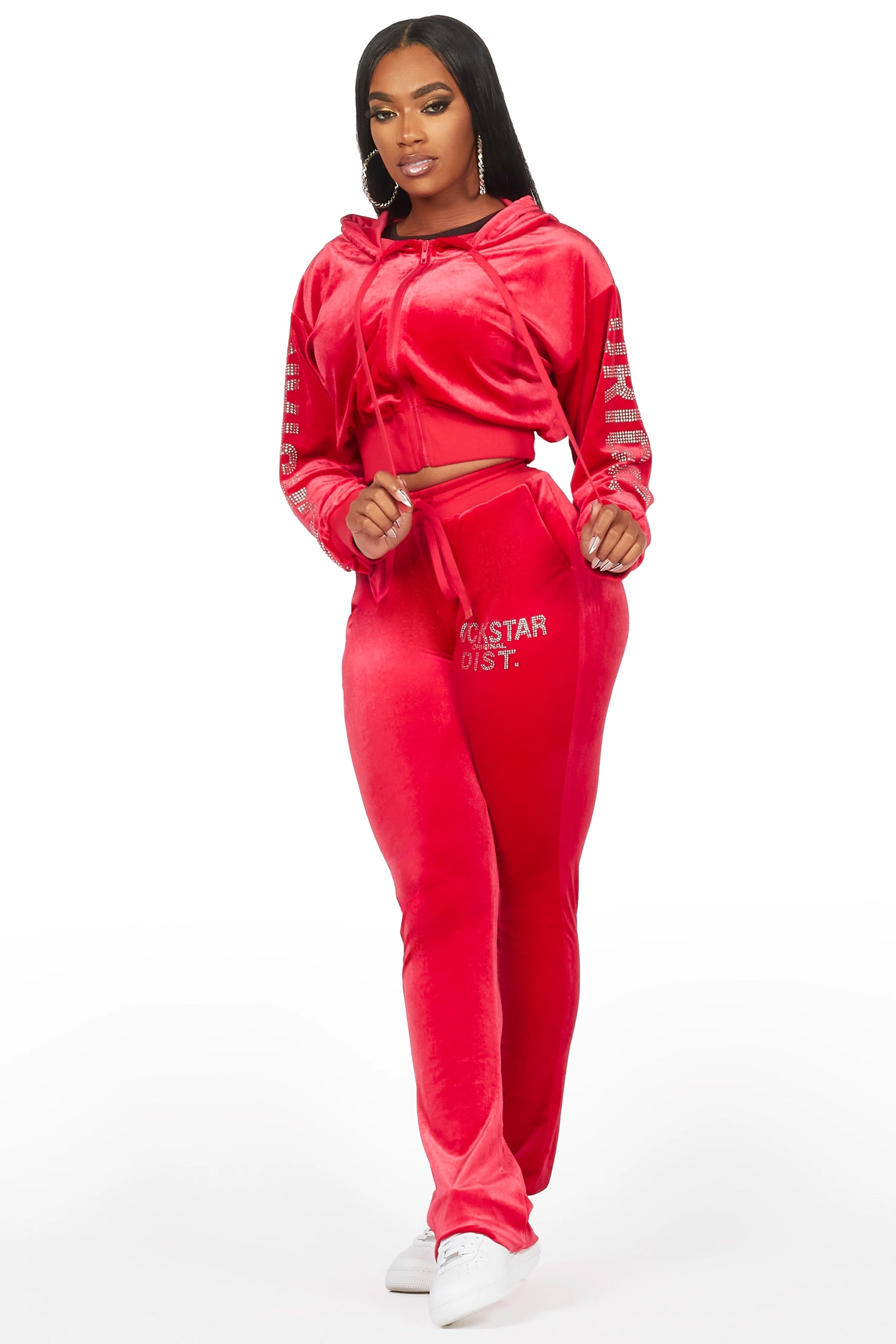 Shakura Red Stacked Velour Trackset