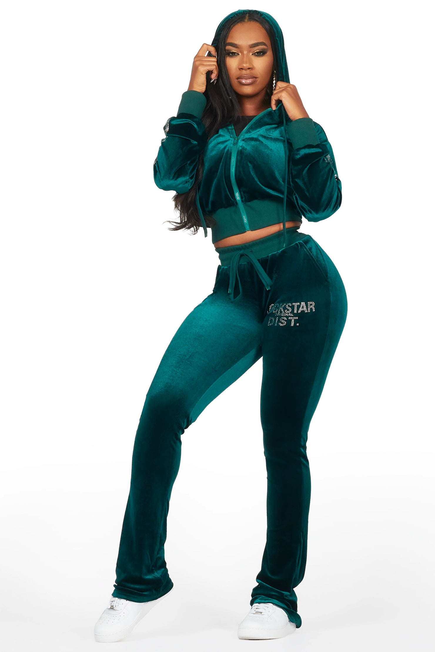 Shakura Green Stacked Velour Trackset