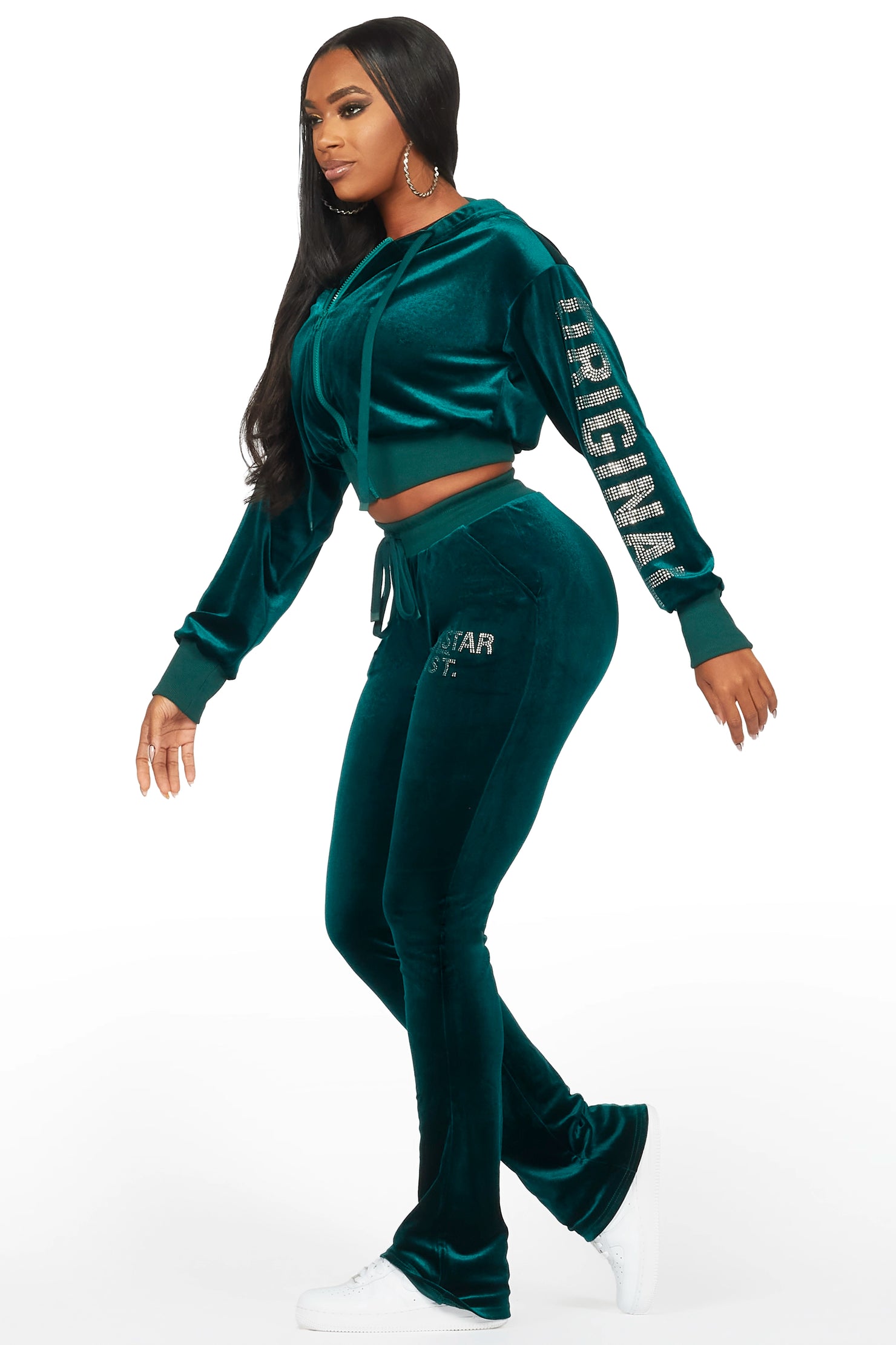 Shakura Green Stacked Velour Trackset