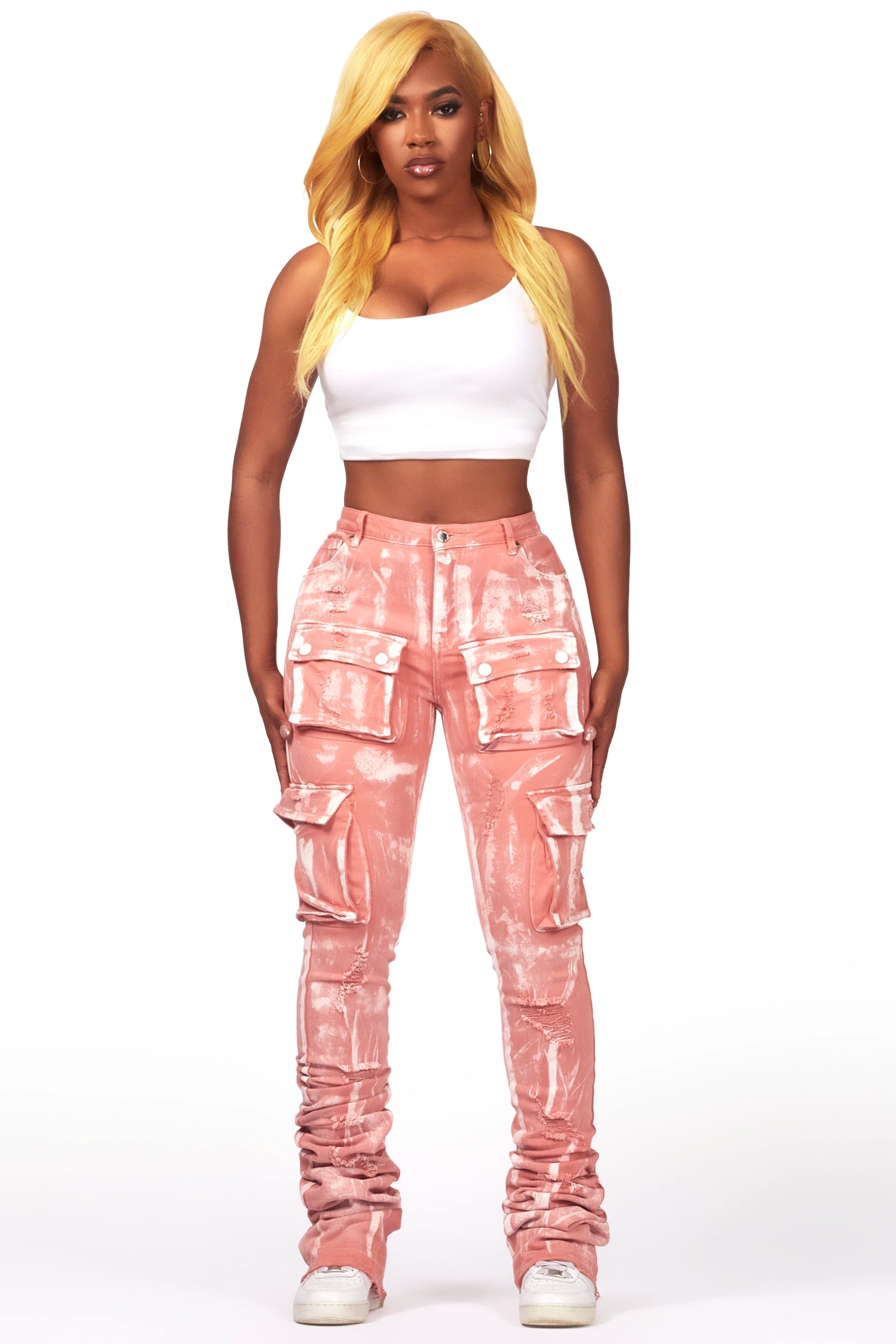 Kania Pink Cargo Super Stacked Jean