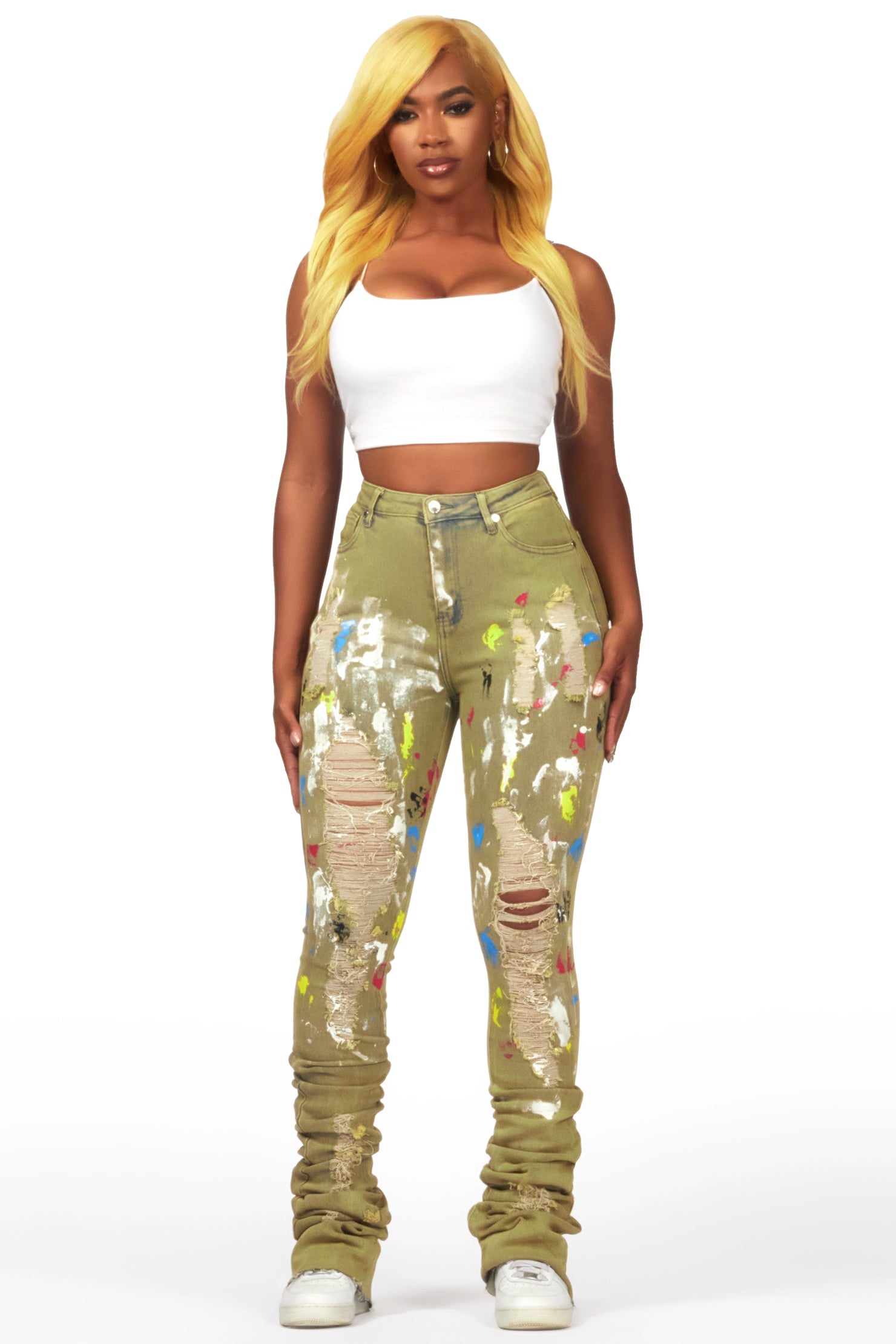 Yasmeen Multi Painted Super Stacked Jean