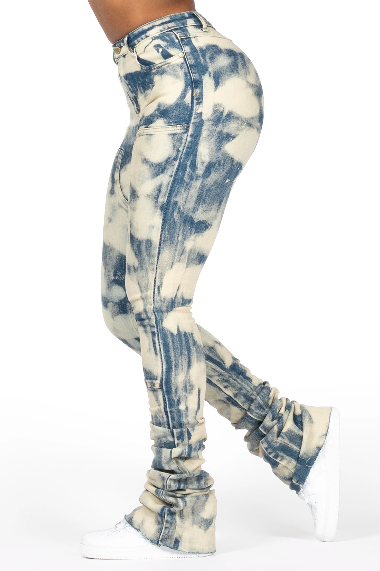 Dajsha Dirty Bleach Wash Super Stacked Jean