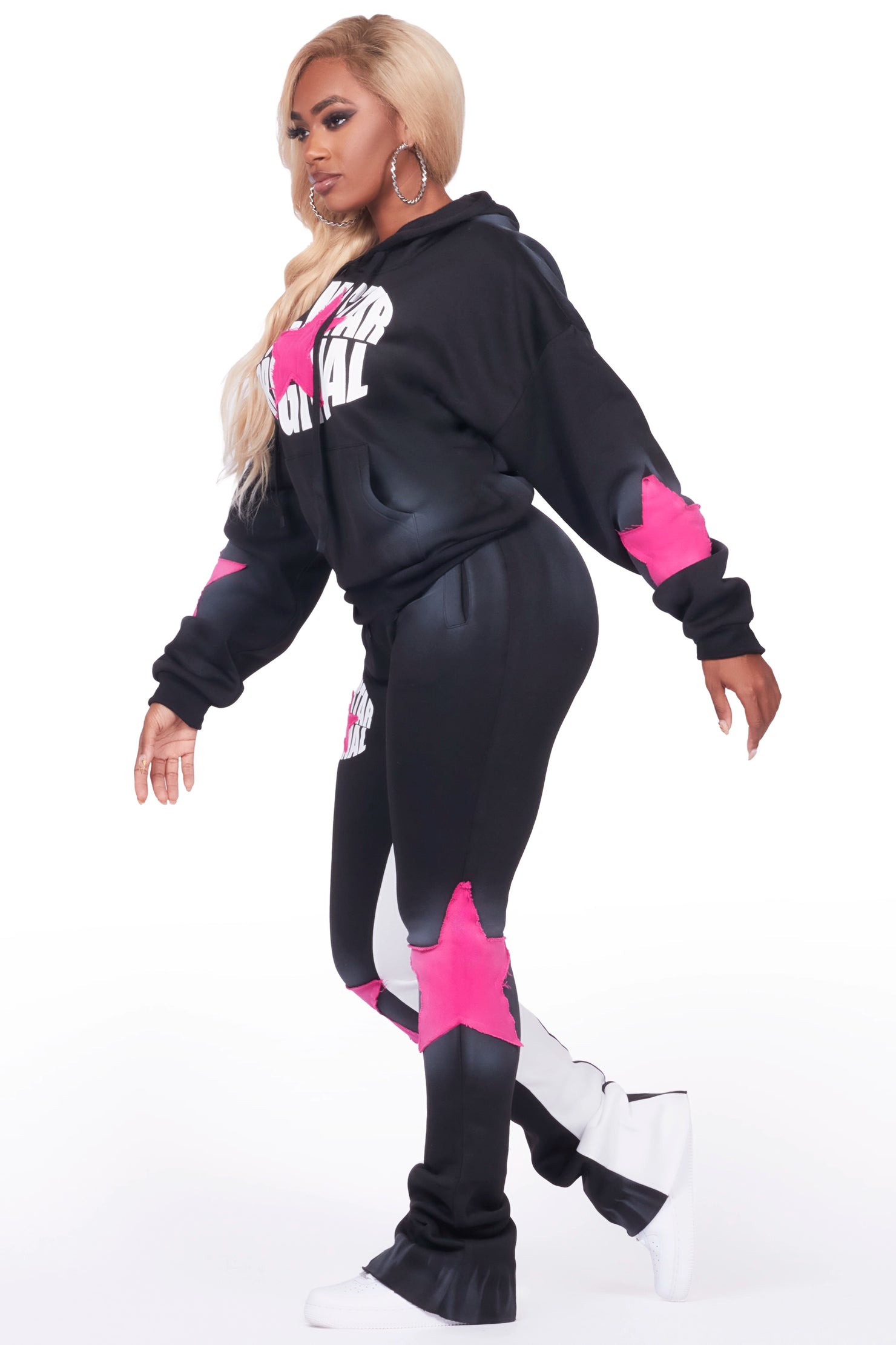 Kaliyah Black/Pink Super Stacked Trackset